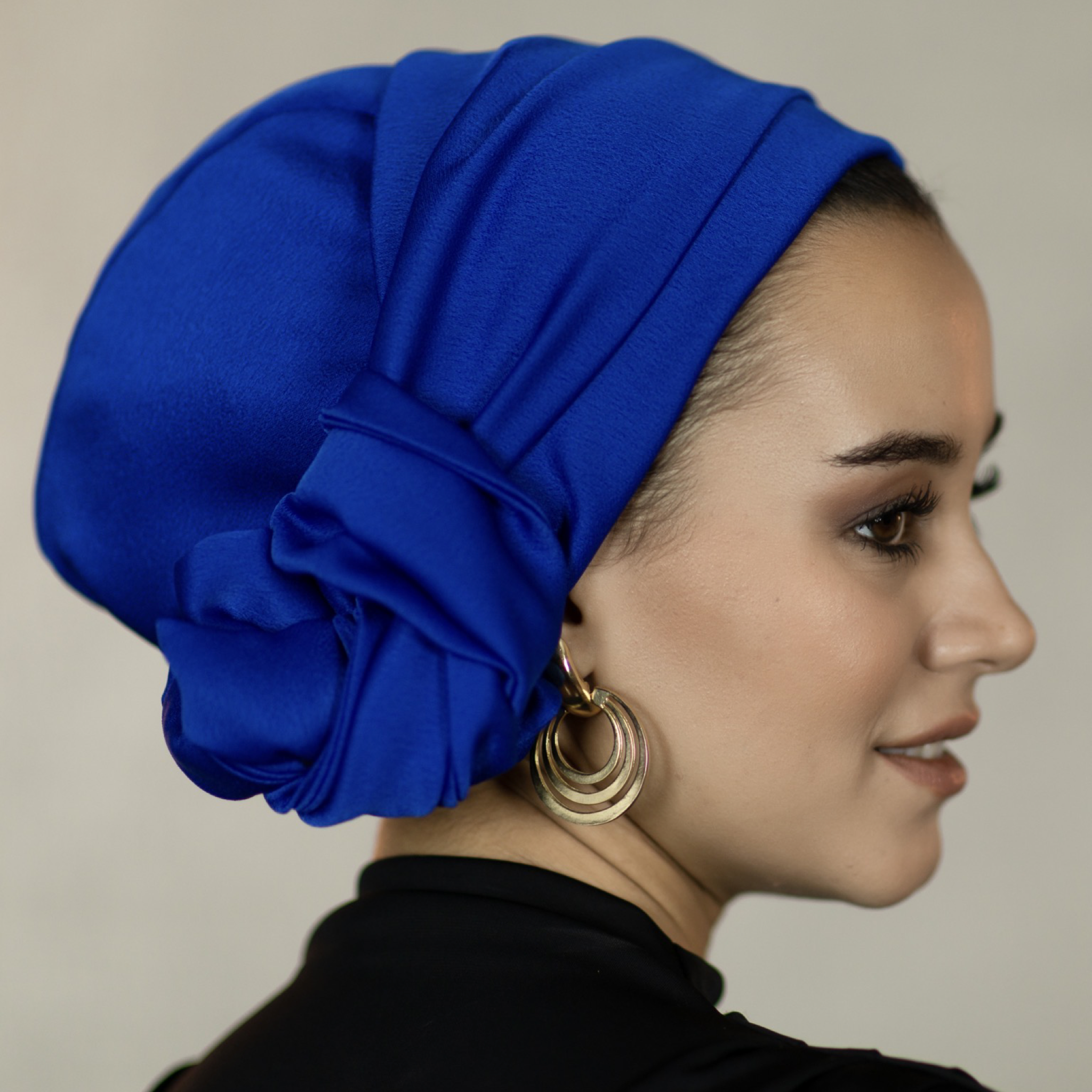 Dubai Bağlamalı Bone - Krep Saten Kumaş