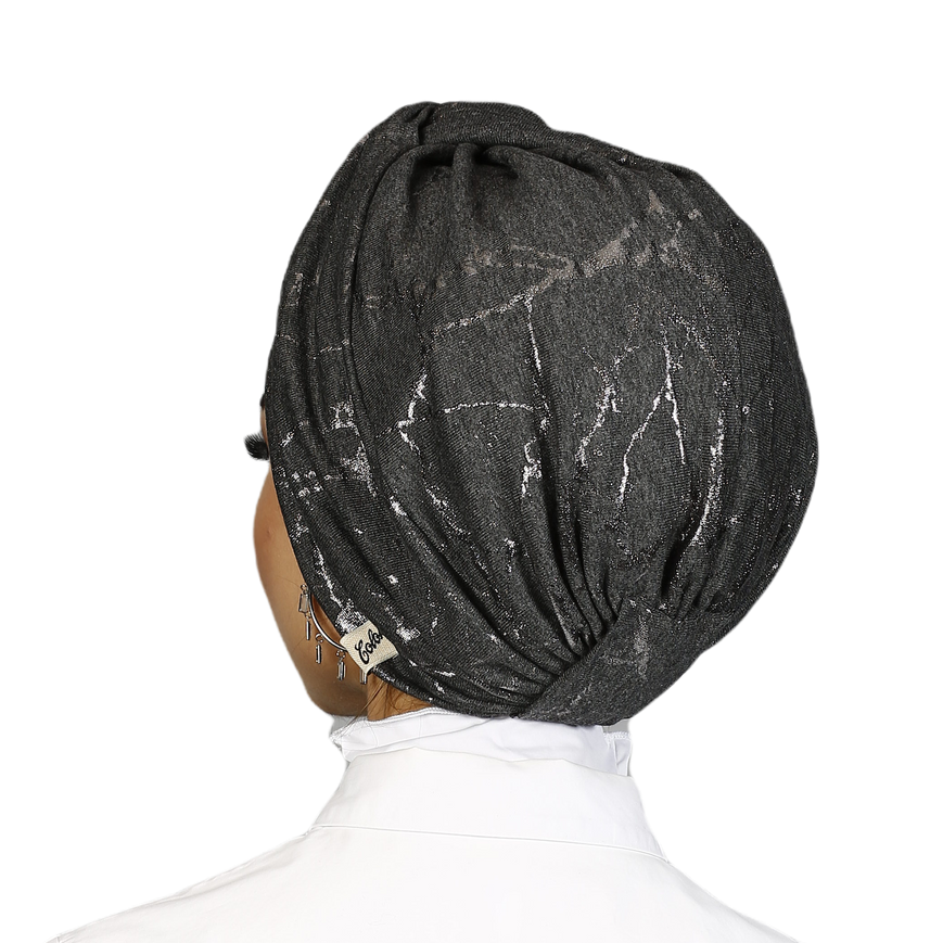 Twisted Cotton Bonnet - Glitter Fabric - Anthracite Color - BitterColors