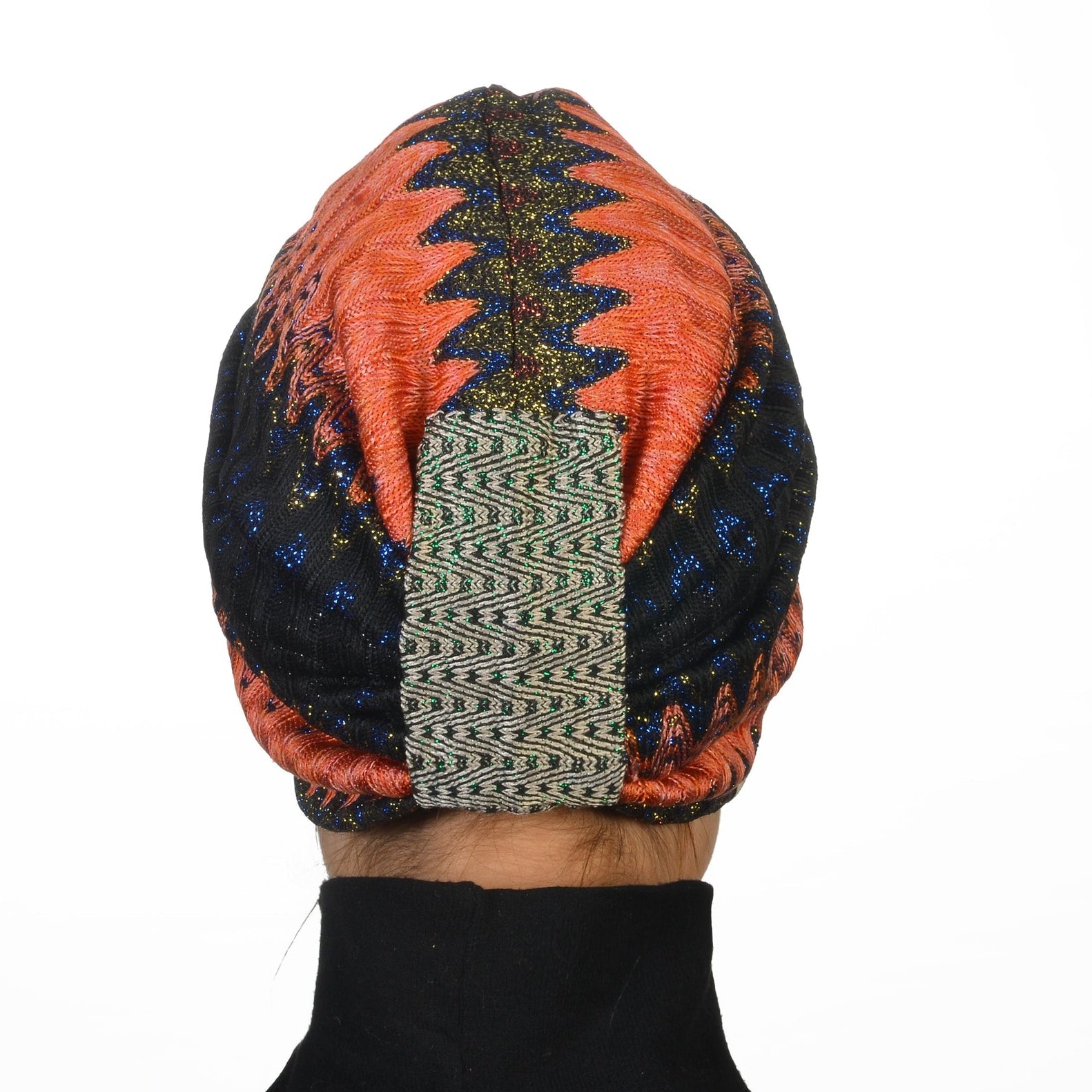Twisted Zigzag Bonnet - Knitted Fabric - Multicolored/Orange - BitterColors