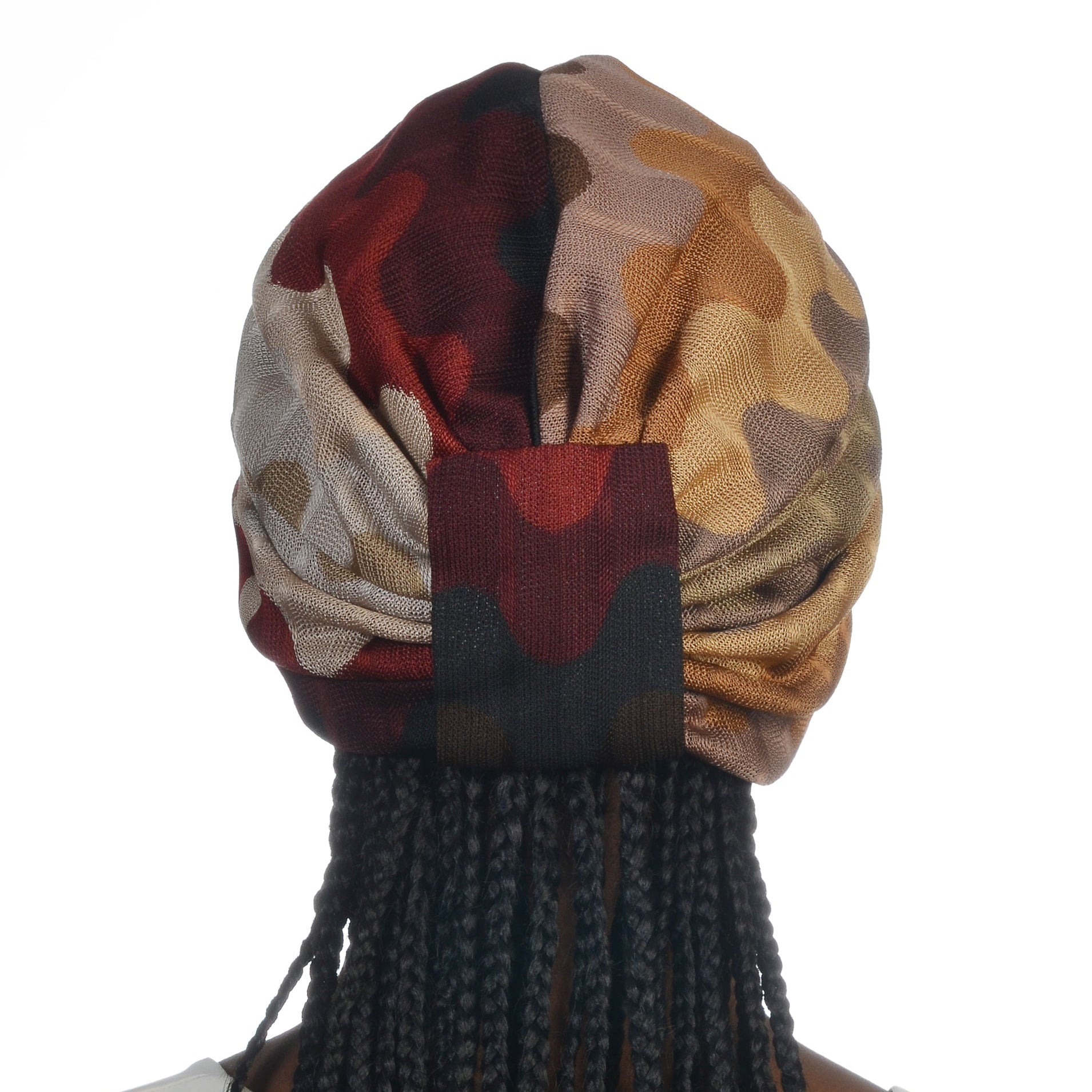 Barcelona Burgulu Bone - Kahve Bordo Dalga Desenli Örme Kumaş