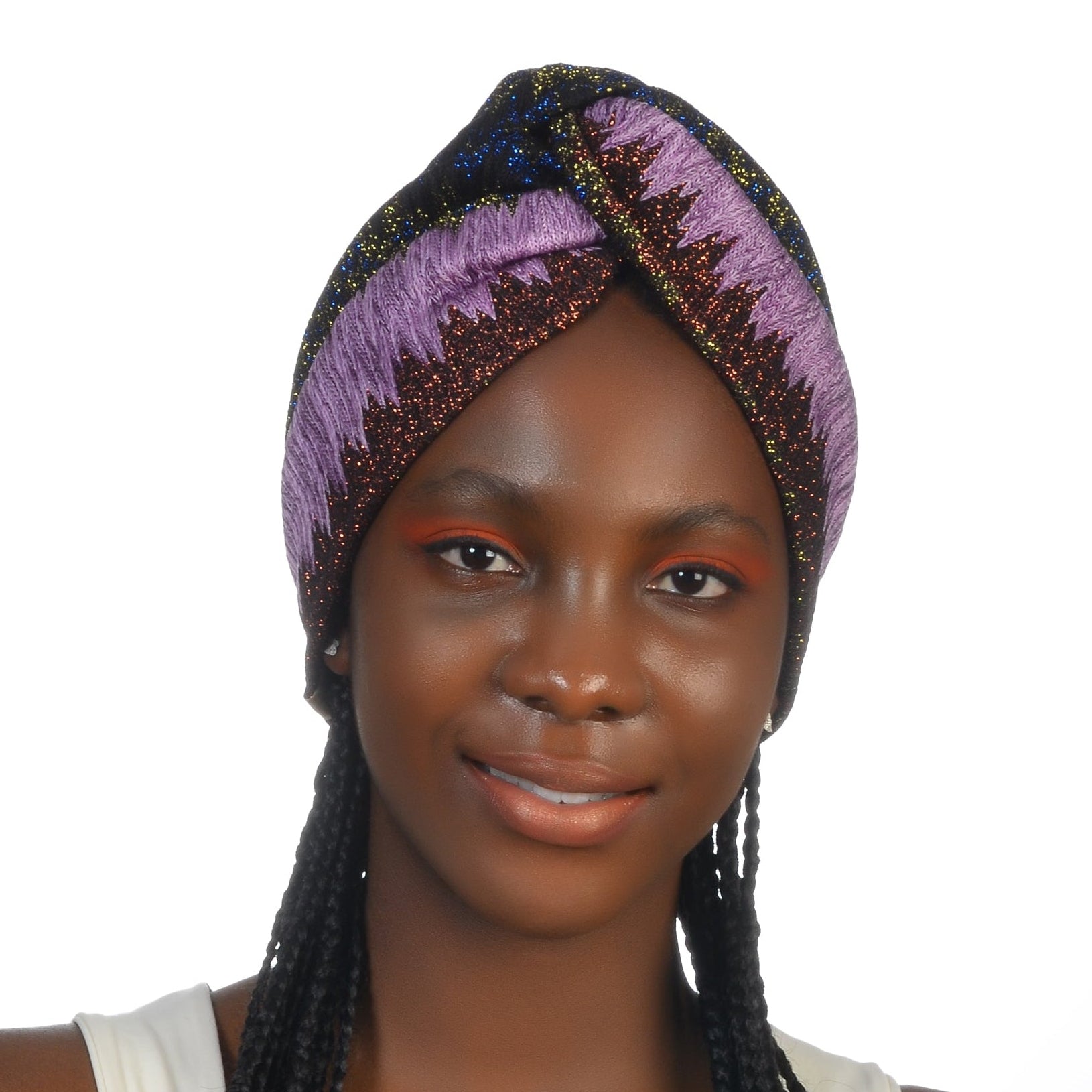 Twisted Purple Bone - Zigzag Patterned, Glittery Bone - Double-Sided - Stretchy Knit Fabric - Multicolored - BitterColors