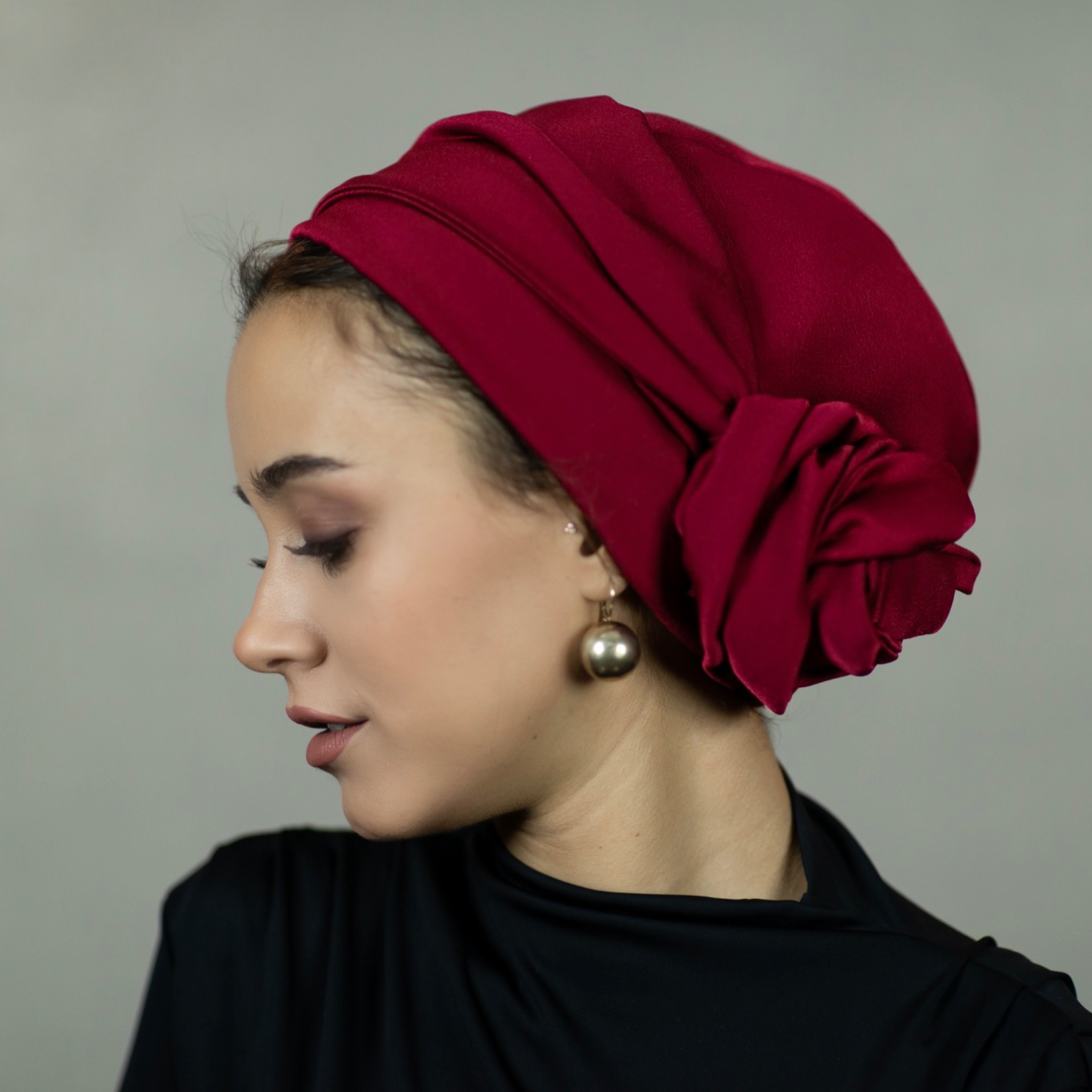 Dubai Bağlamalı Bone - Krep Saten Kumaş