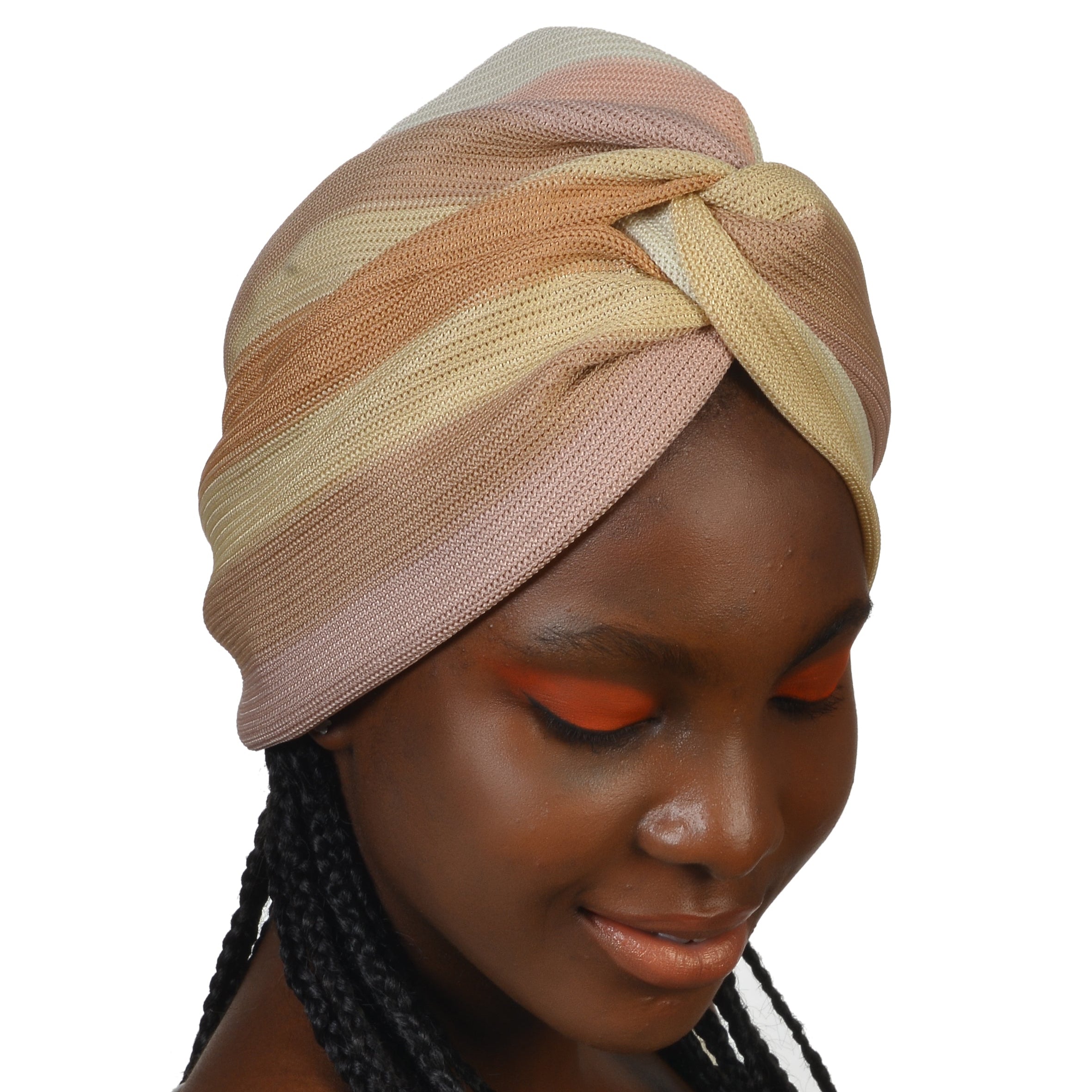 Barcelona Burgulu Bone - Pastel Çizgili Örme Kumaş