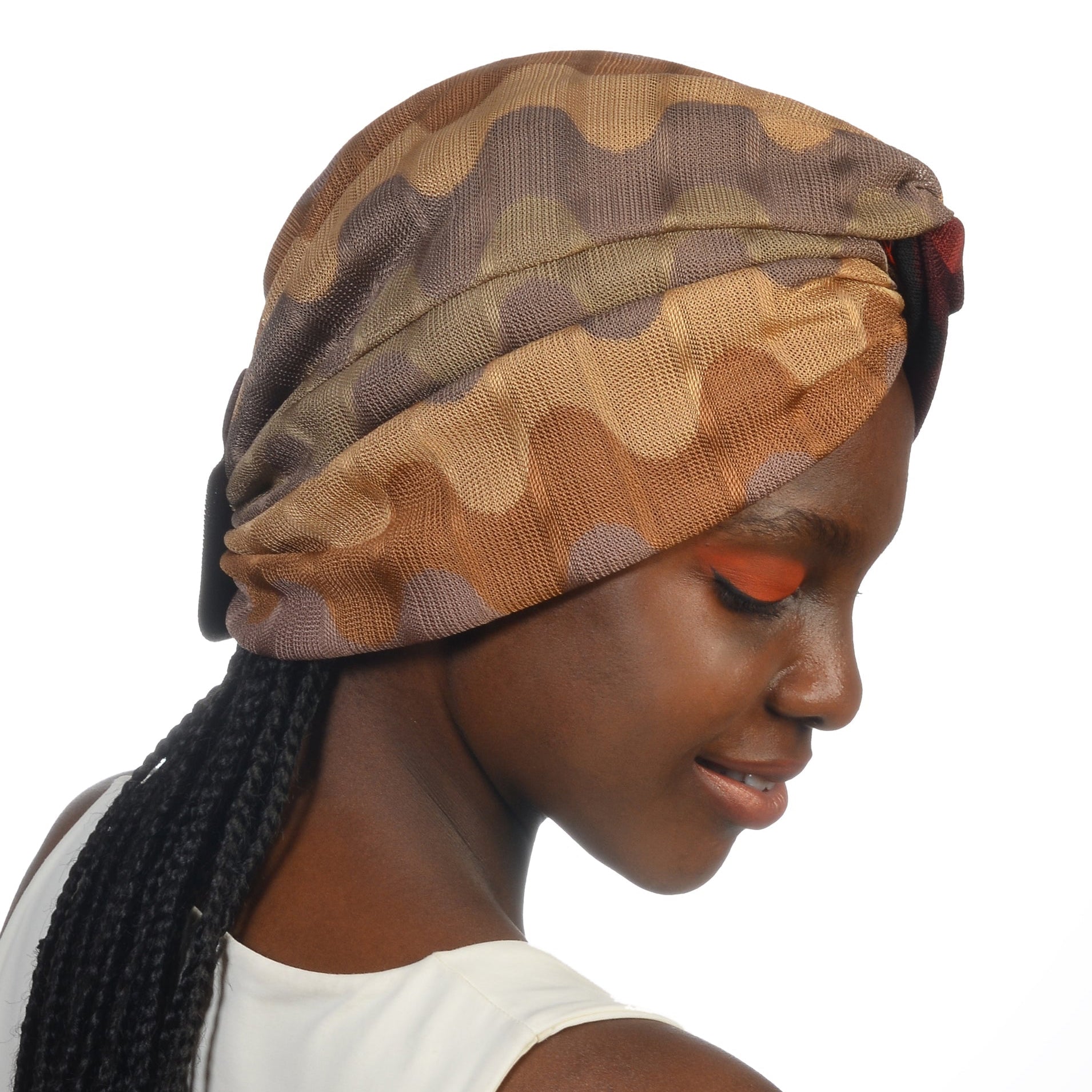 Barcelona Burgulu Bone - Kahve Bordo Dalga Desenli Örme Kumaş