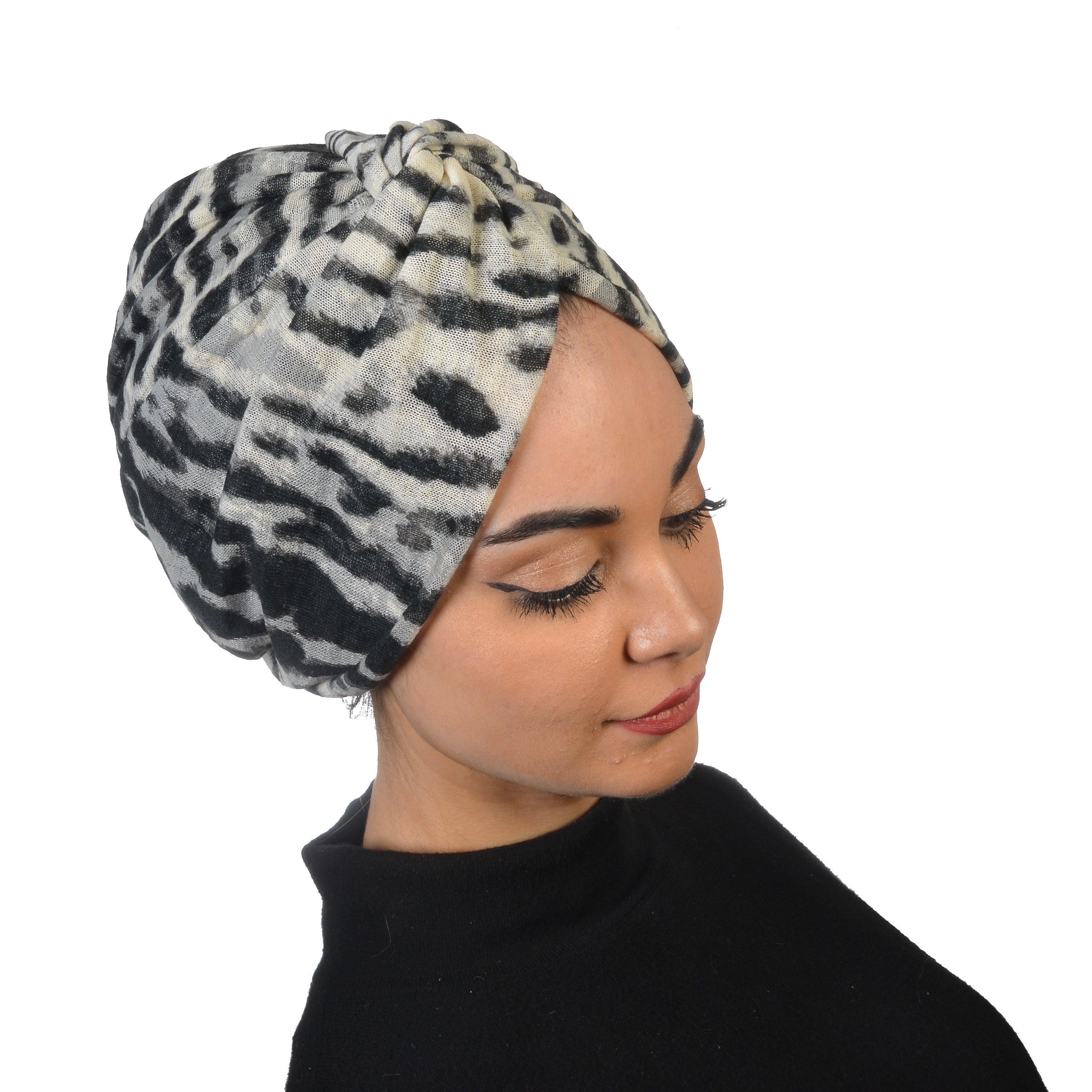 Barcelona Burgulu Bone - Leopar Desenli Örme Kumaş