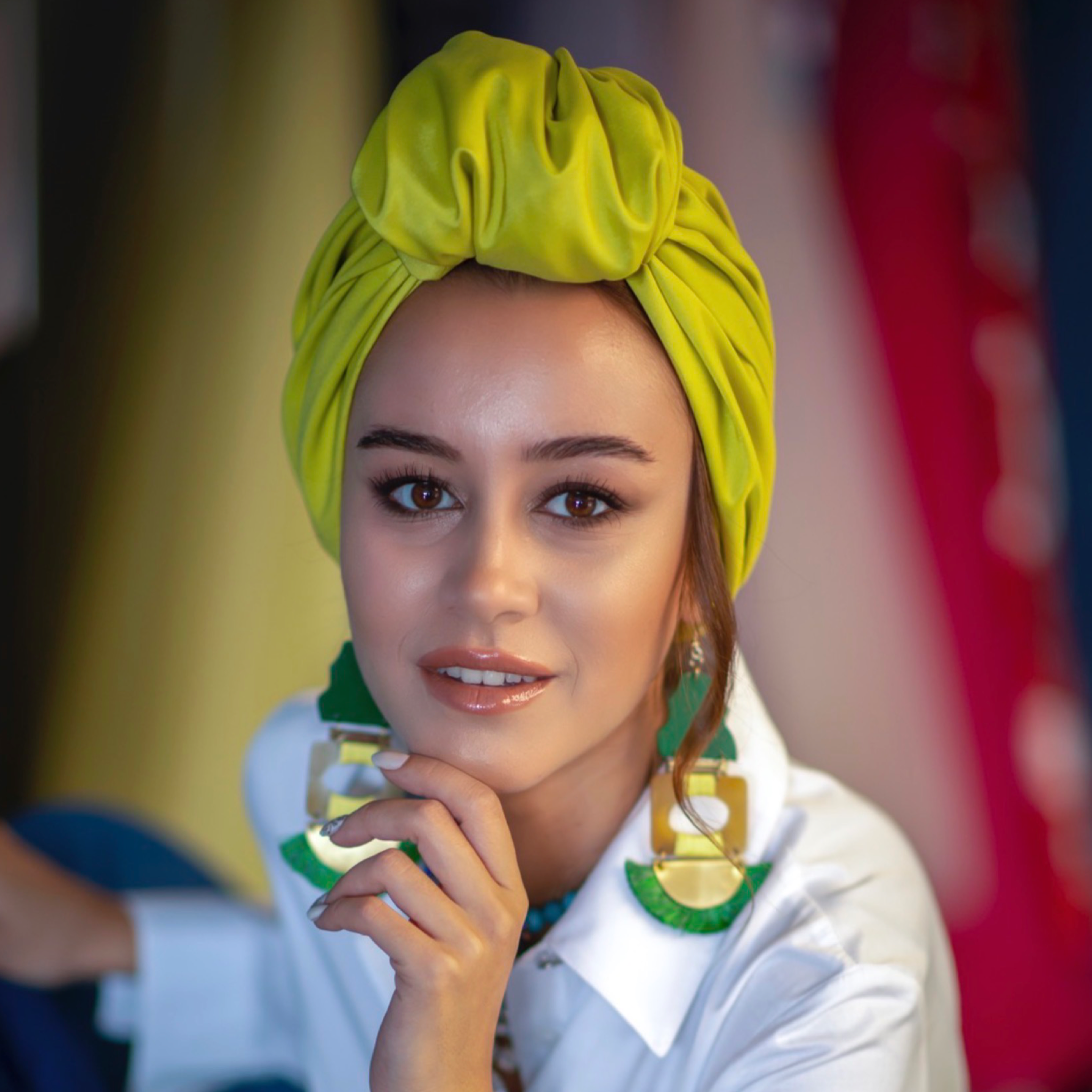 Beyrut Topuzlu Bone - Saten Kumaş