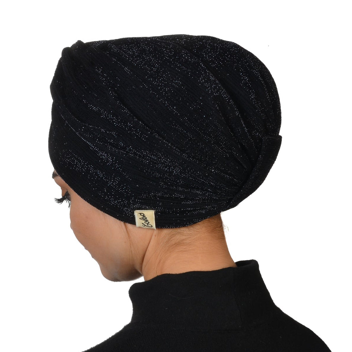 Barcelona Burgulu Bone - Siyah - Simli Örme Kumaş