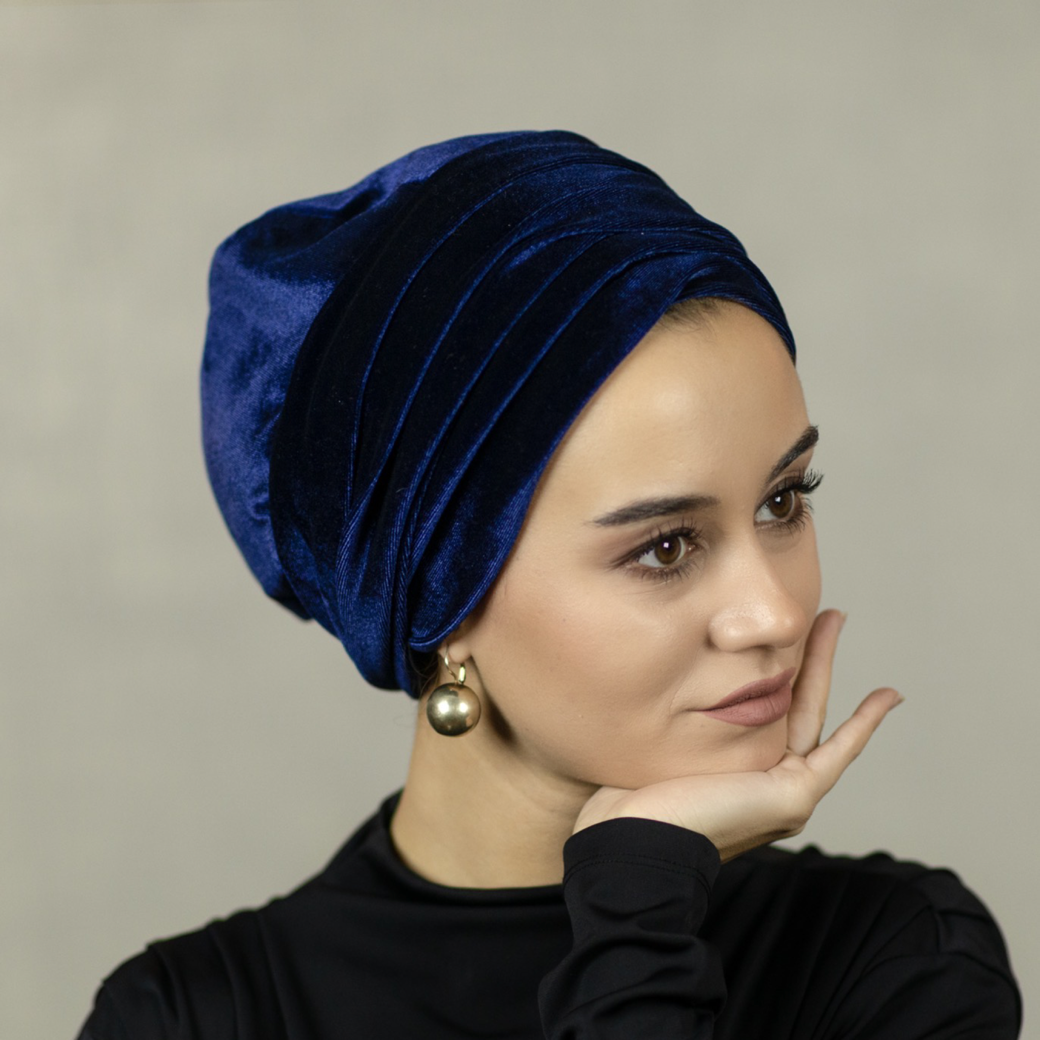 Dubai Bağlamalı Bone - Esnek Kadife Kumaş