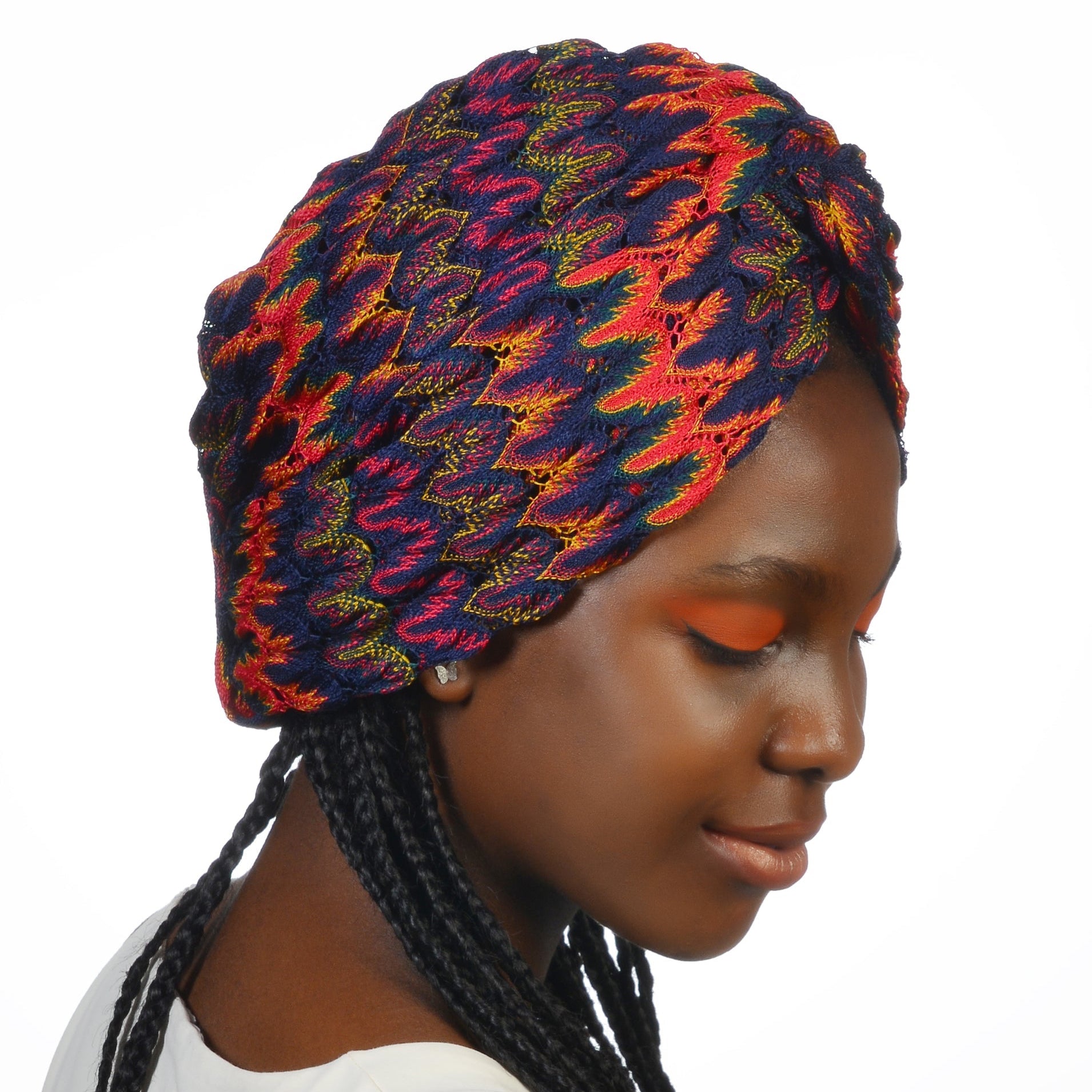 Curly Twisted Bonnet - Stretchy Knit Fabric - Multicolored - BitterColors