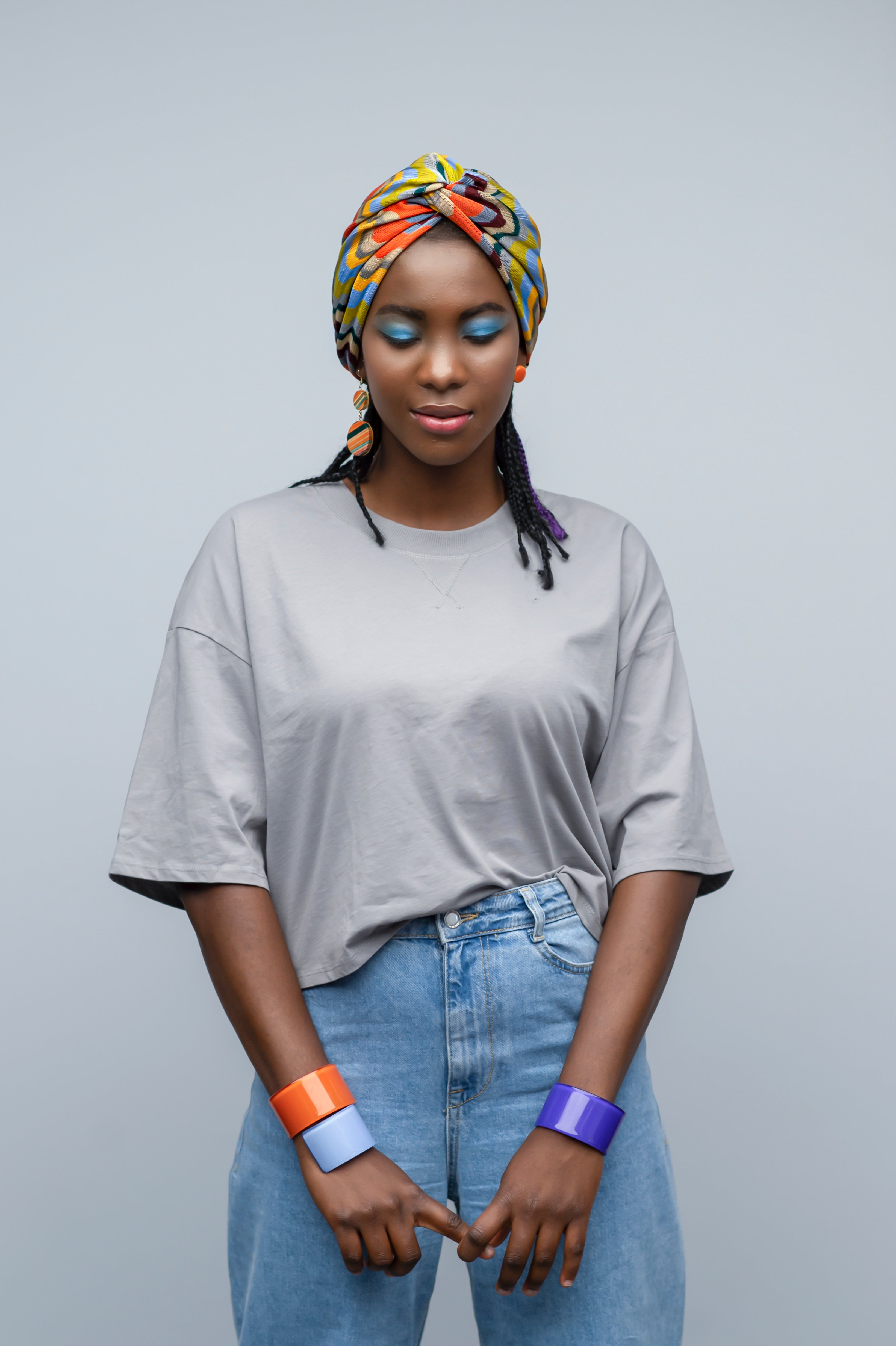 Twisted Lemongrass Orange Wave Patterned Bonnet - Stretchy Knit Fabric - Multicolored - BitterColors