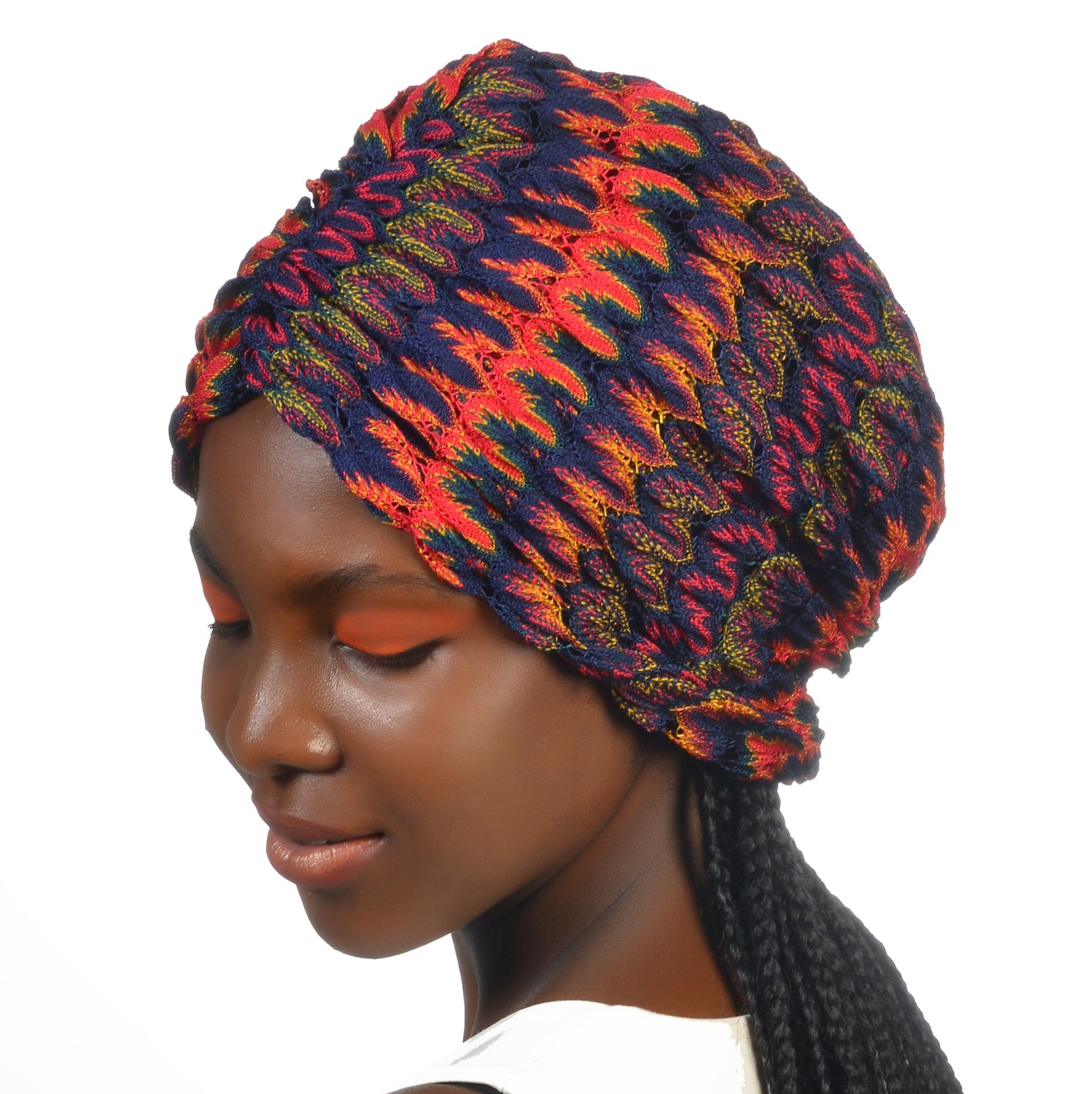Bitter Curly Gathered Bonnet - Stretchy Knit Fabric - Multicolored - BitterColors