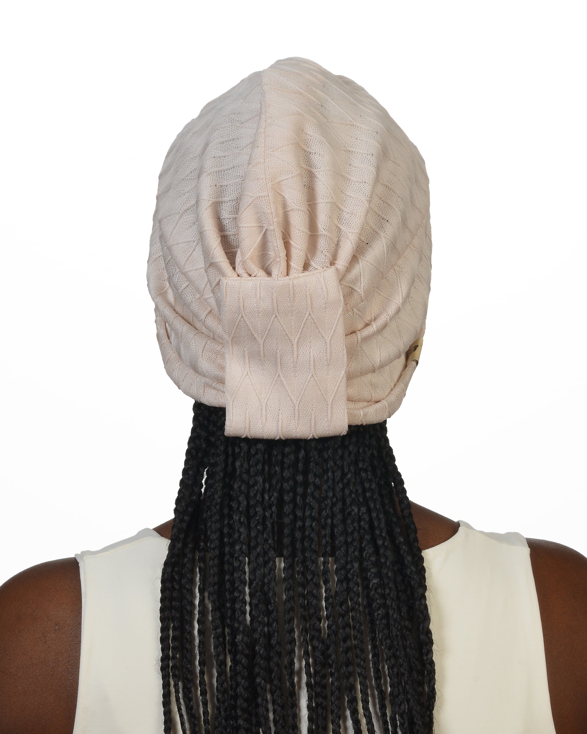 Barcelona Burgulu Bone - Krem Zikzak Dokulu Örme Kumaş