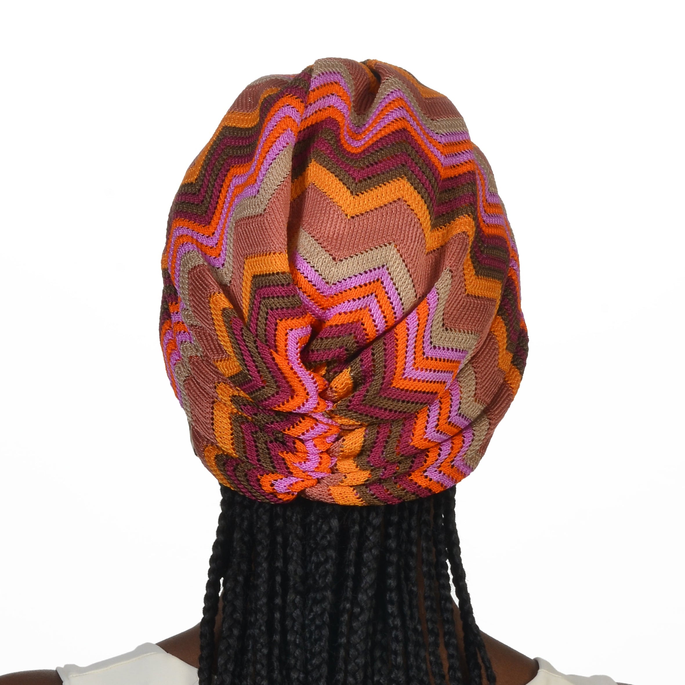 Bitter Zigzag Colorful Gathered Bonnet - Knitted Fabric - Multicolored - BitterColors