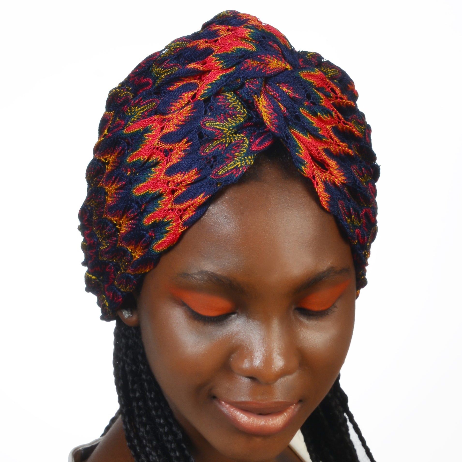 Curly Twisted Bonnet - Stretchy Knit Fabric - Multicolored - BitterColors