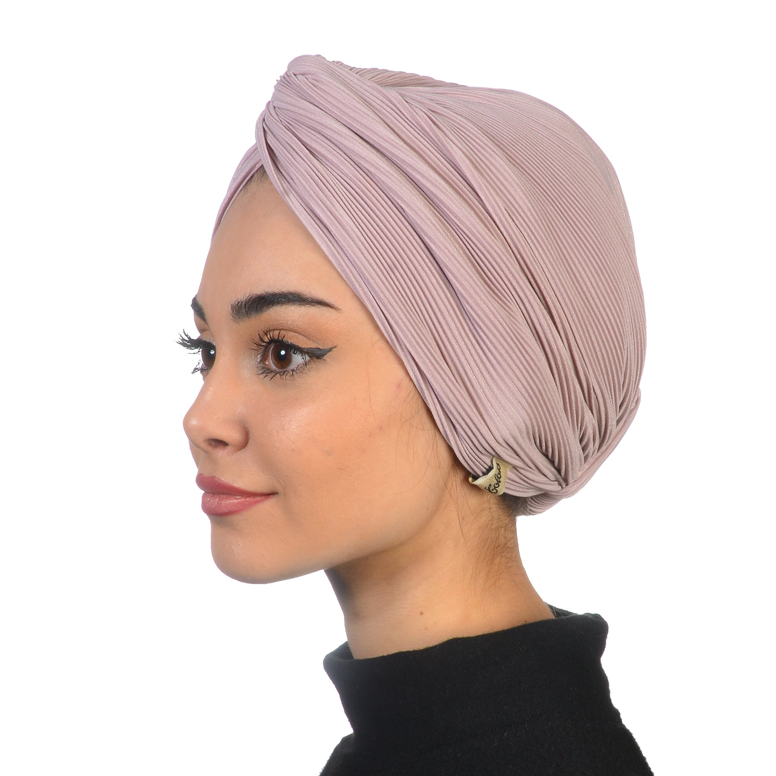 Barcelona Burgulu Bone - Pembe Plise Kumaş