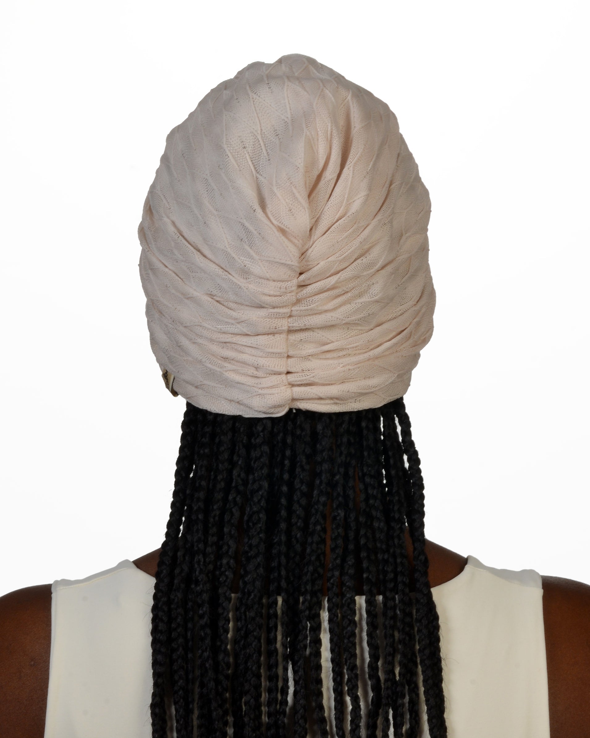 Milano Büzgülü Bone - Krem Esnek Örme Kumaş