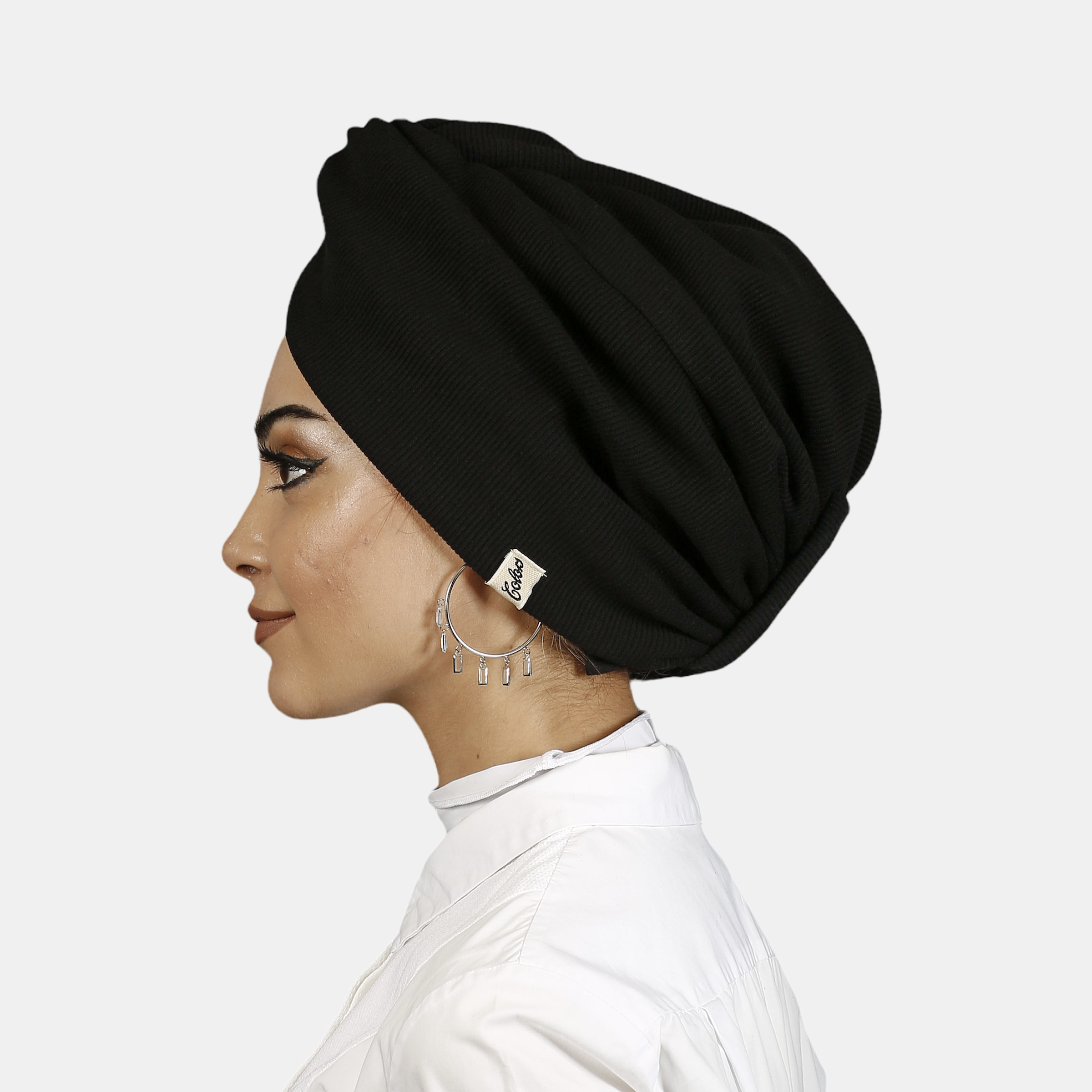 Barcelona Burgulu Bone - Siyah Örme Kumaş