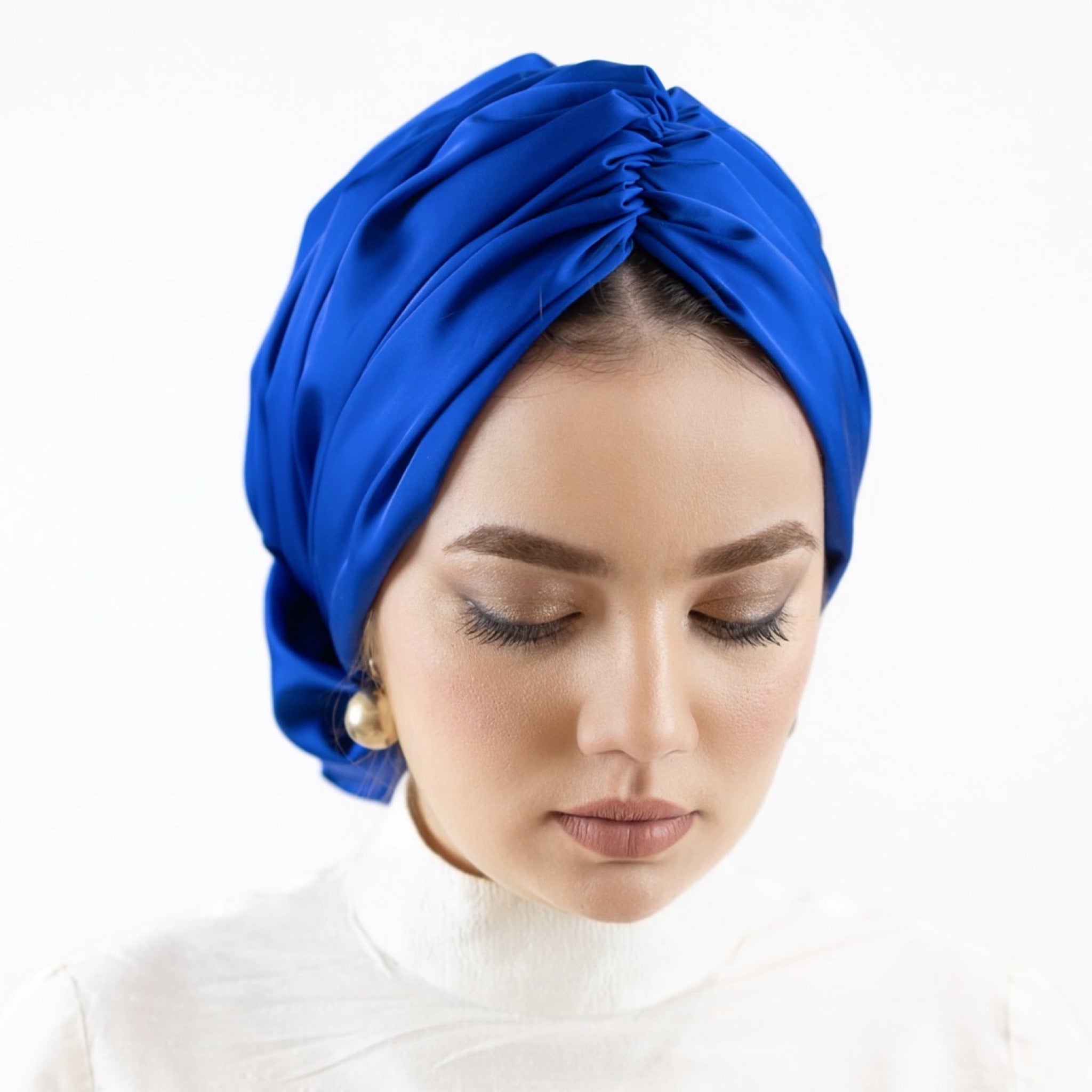Abu Dhabi Ready-Made Bonnet - Lycra Satin Fabric - Black - BitterColors 