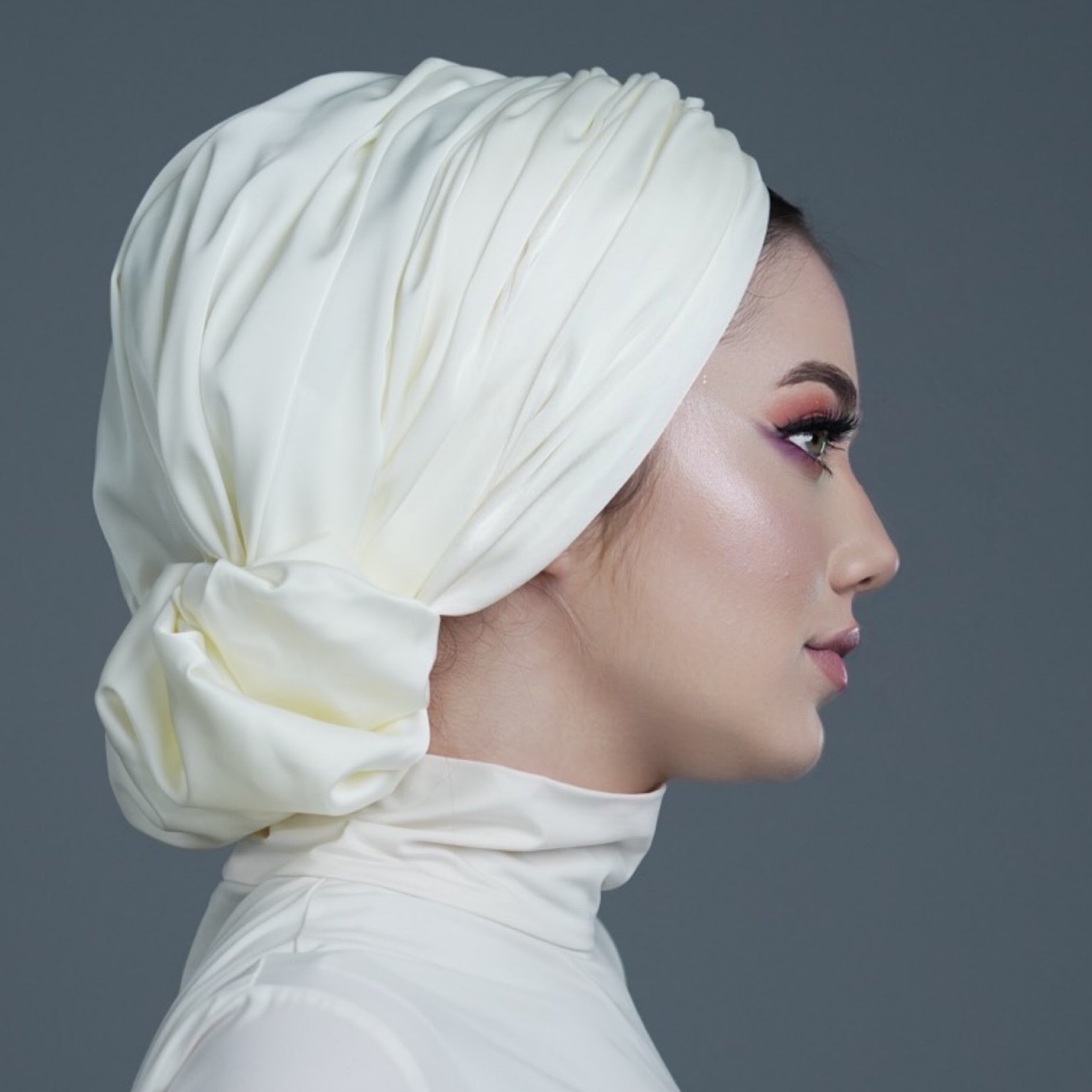 Abu Dhabi Ready-Made Bonnet - Lycra Satin Fabric - Black - BitterColors 