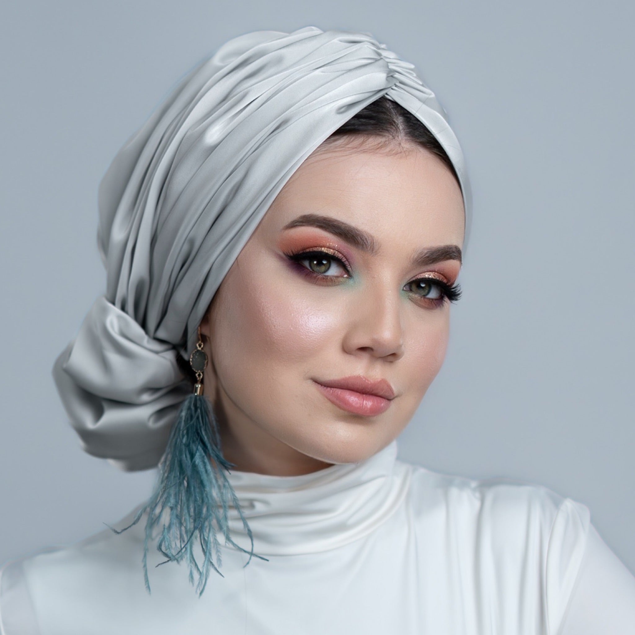 Abu Dhabi Ready-Made Bonnet - Lycra Satin Fabric - Black - BitterColors 
