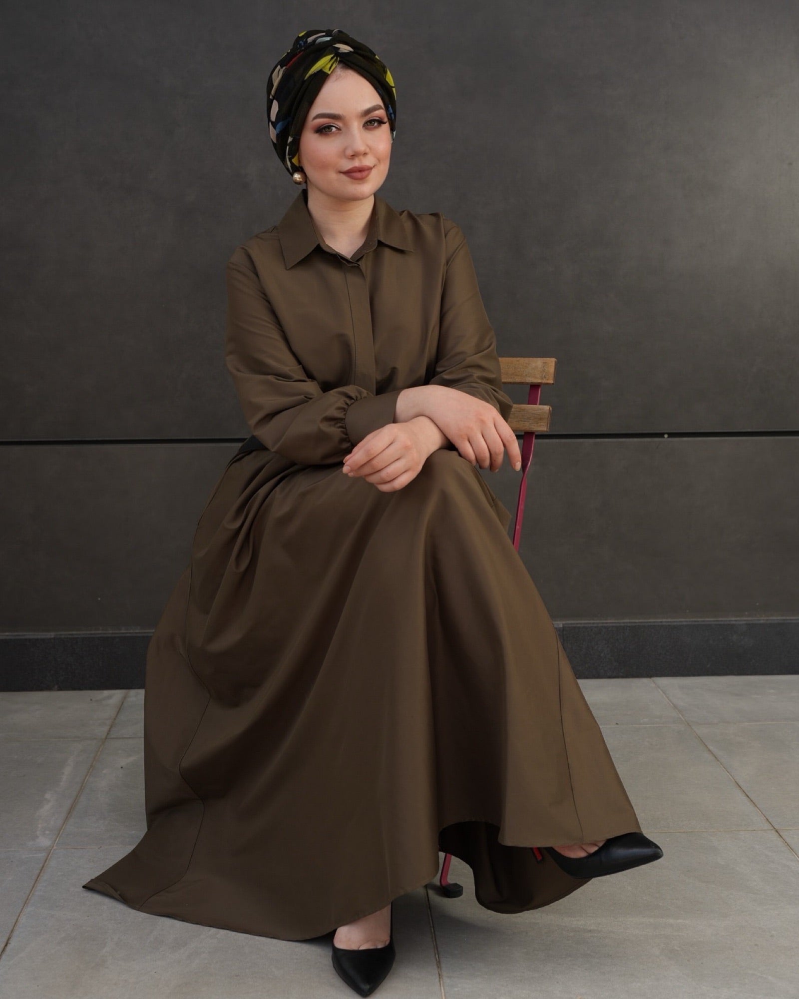 Milano Büzgülü Bone - Çiçek Desenli Tül Kumaş