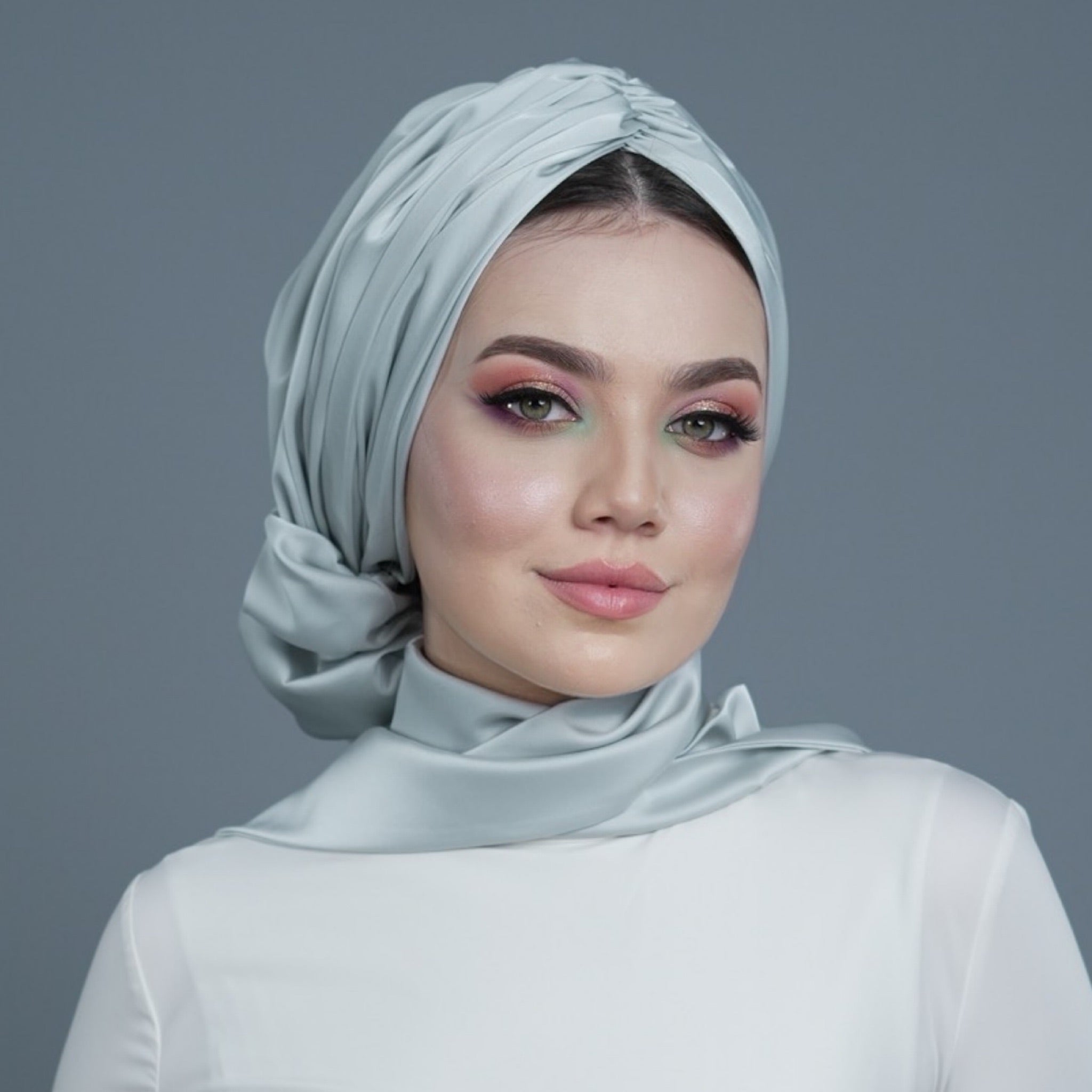 Abu Dhabi Ready-Made Bonnet - Lycra Satin Fabric - Black - BitterColors 
