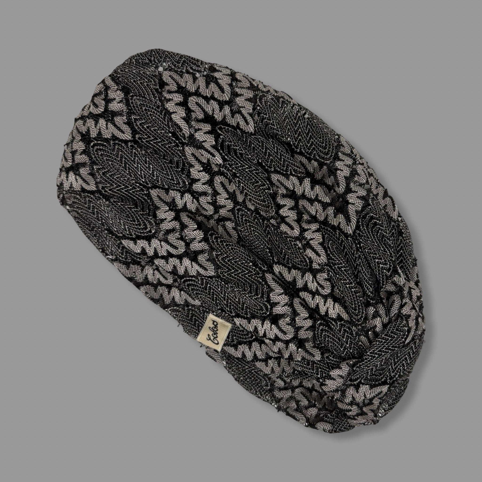 Barcelona Burgulu Bone - Vizon Renkli - Zikzak Desenli File Kumaş