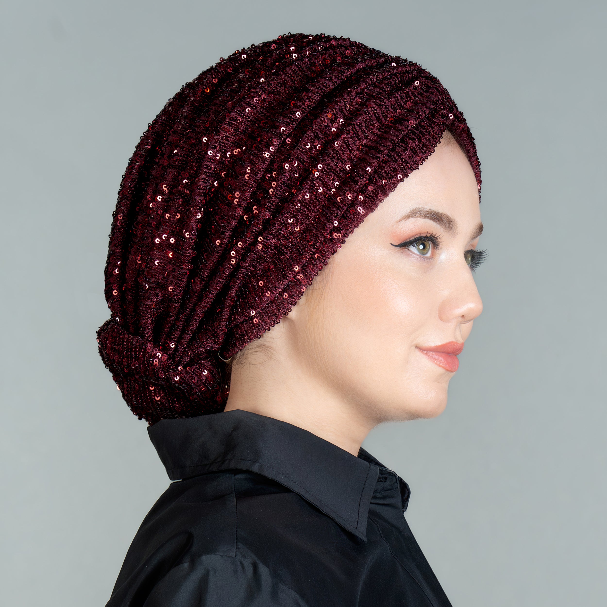 Beyrut Topuzlu Bone - Pul Payet İşlemeli