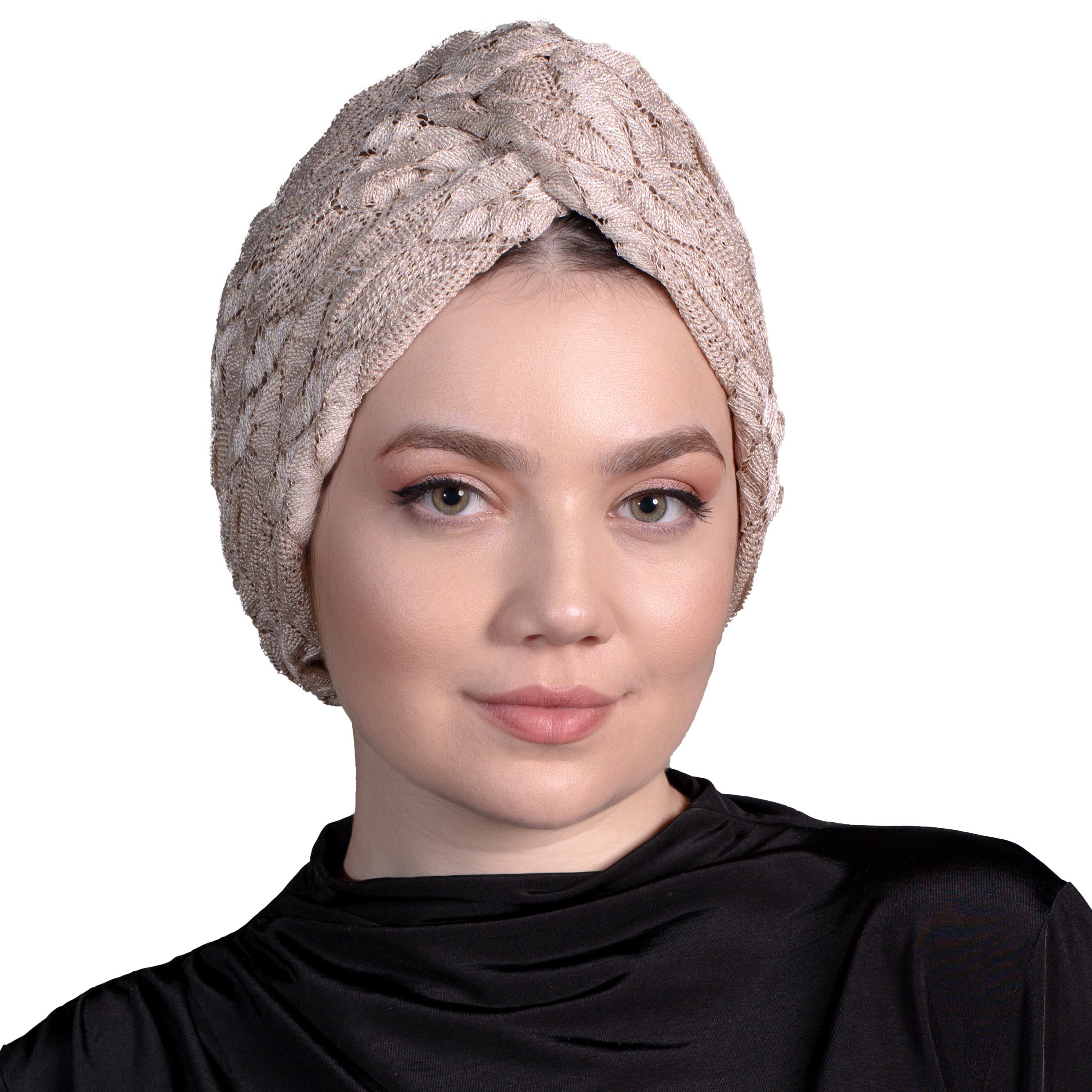 Barcelona Burgulu Bone - Zikzak Desenli Dokulu File Kumaş