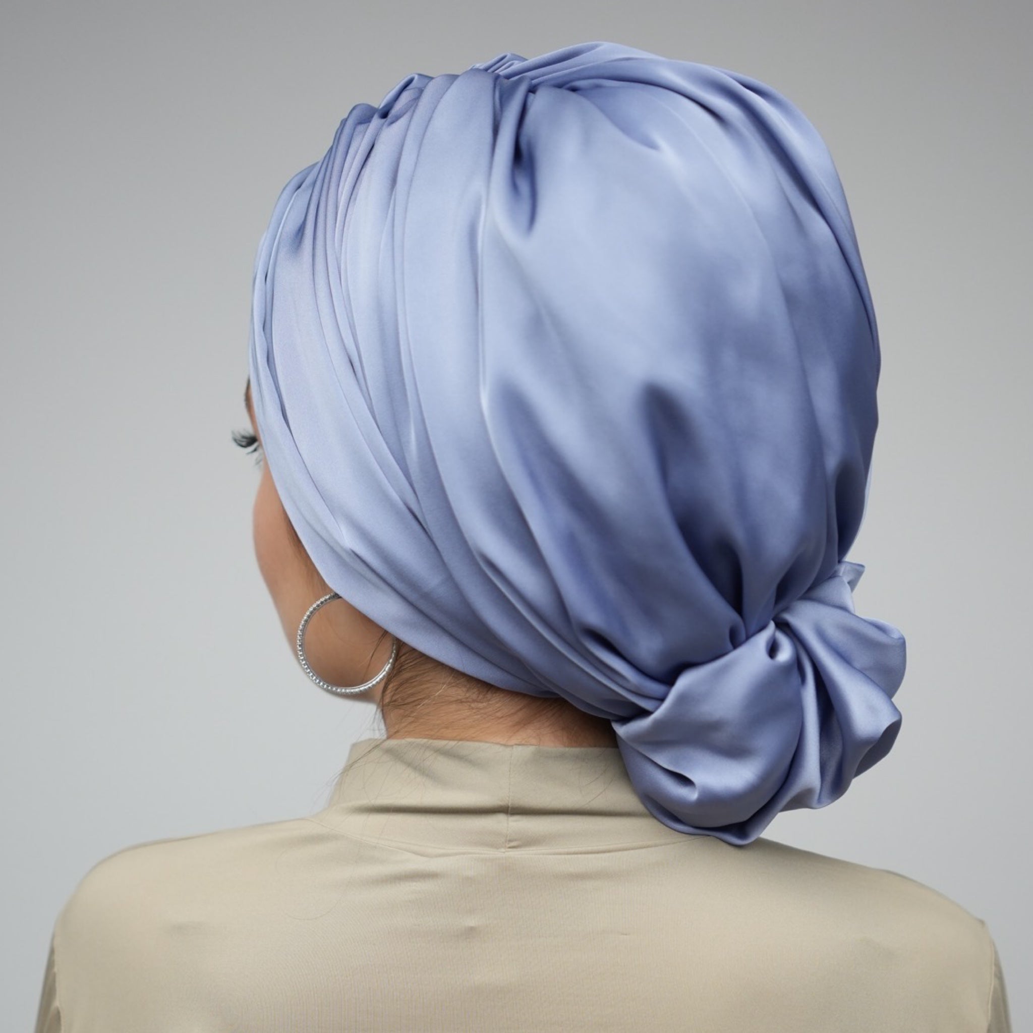 Abu Dhabi Ready-Made Bonnet - Lycra Satin Fabric - Black - BitterColors 