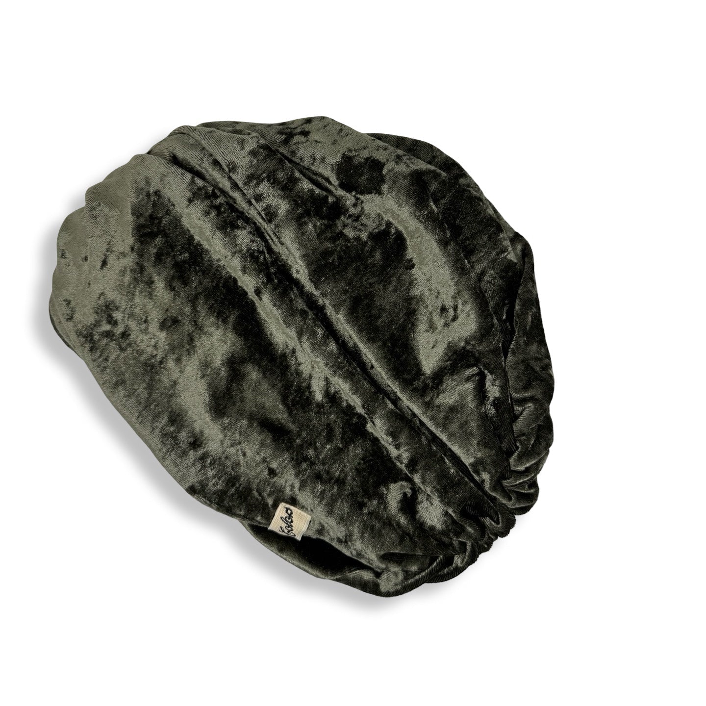 Milano Büzgülü Bone - Haki Kırık Kadife Kumaş