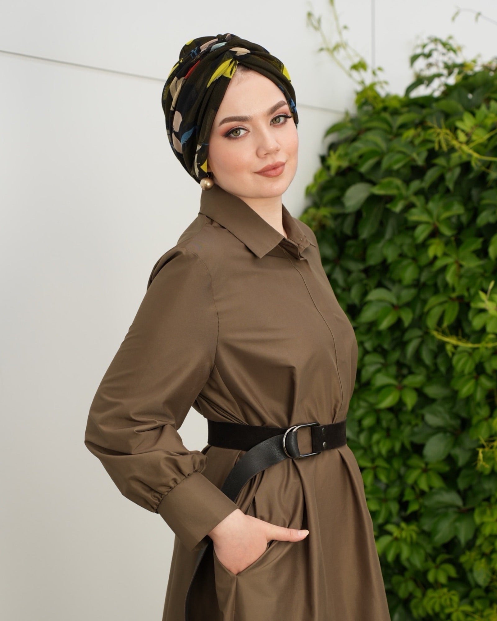 Milano Büzgülü Bone - Çiçek Desenli Tül Kumaş