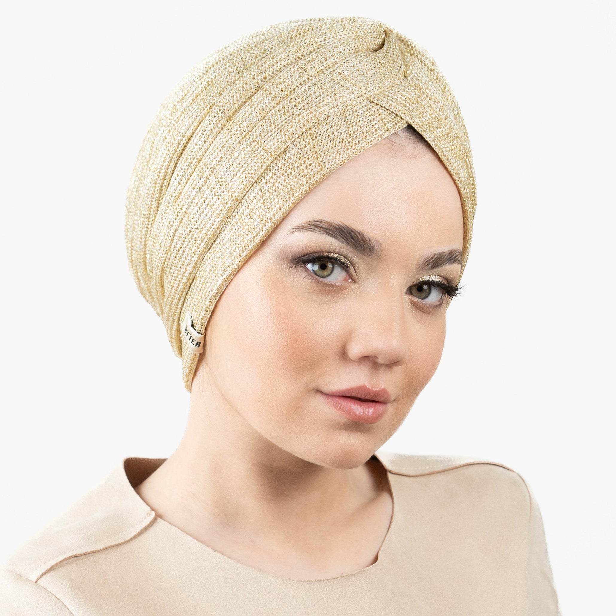 Ribbed Bonnet - Handmade - Gold and Silver Colors - Glitter Bonnet - Bitter Colors