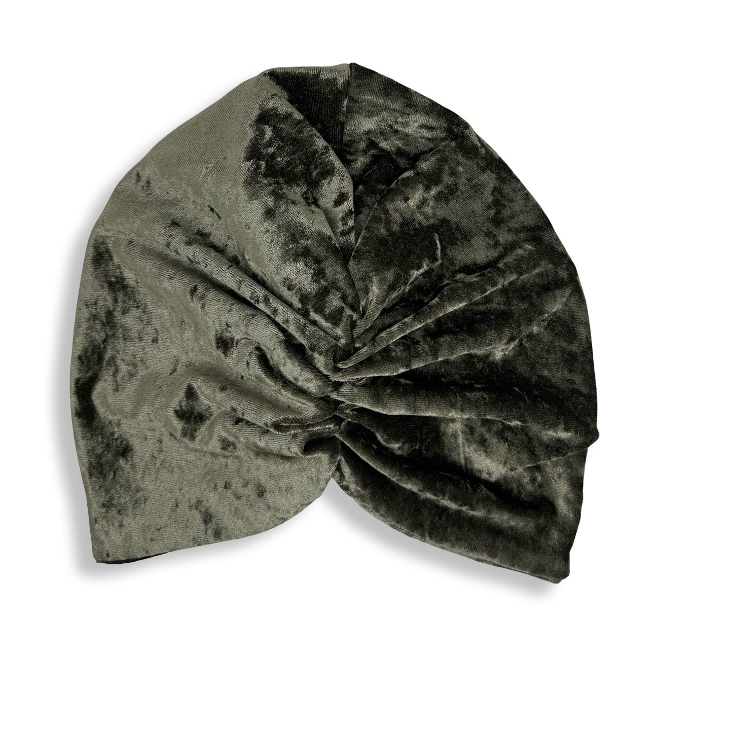 Milano Büzgülü Bone - Haki Kırık Kadife Kumaş