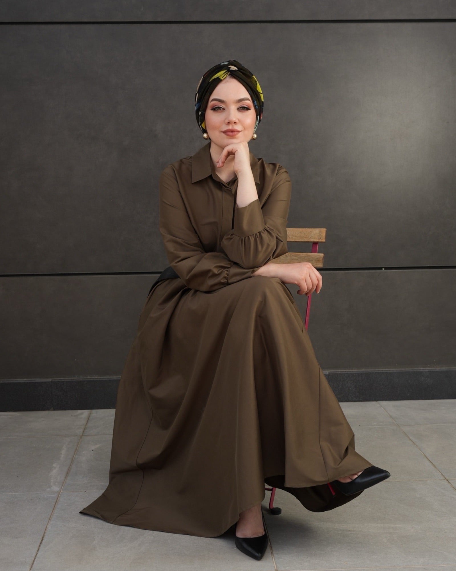 Milano Büzgülü Bone - Çiçek Desenli Tül Kumaş