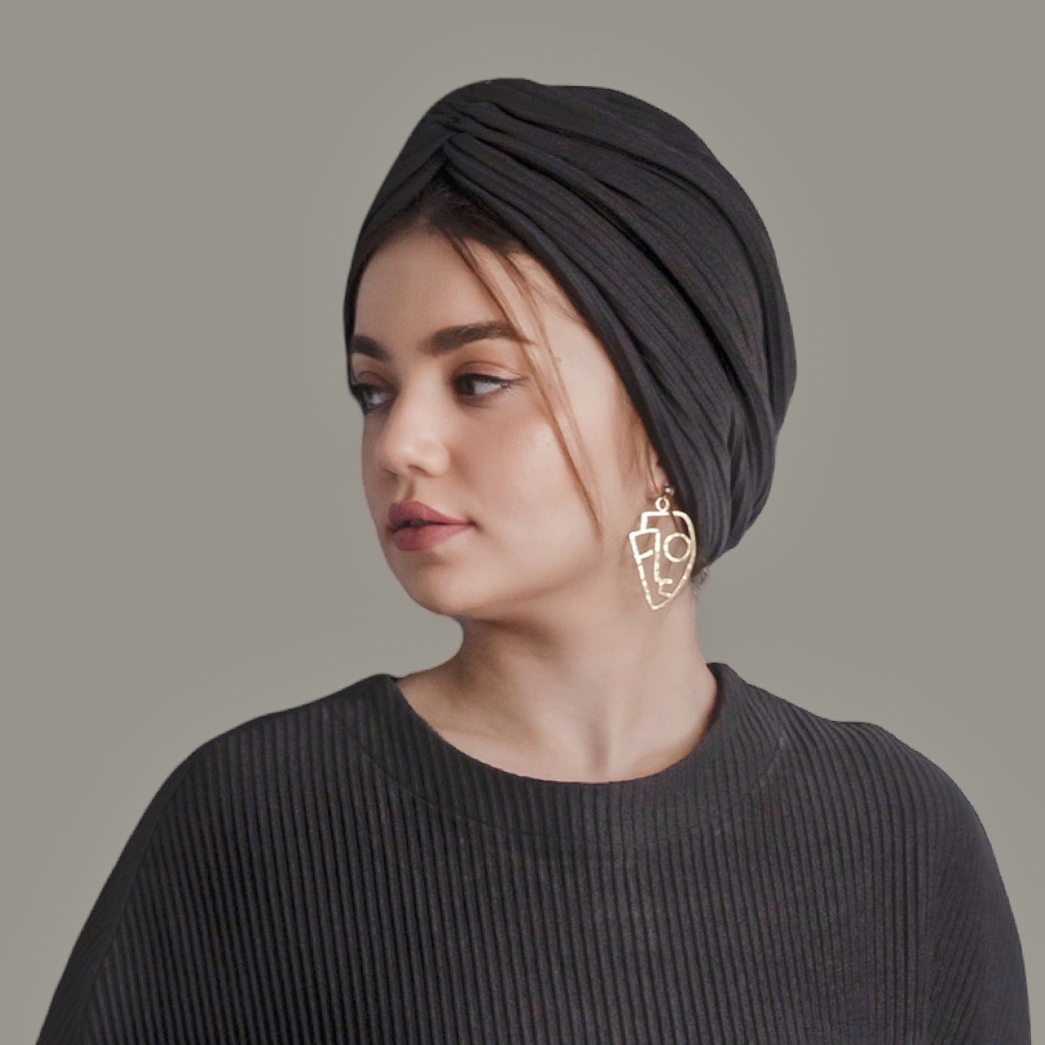 Jasmine Gathered Bonnet - Stretchy Knit Fabric - Camel Color - BitterColors