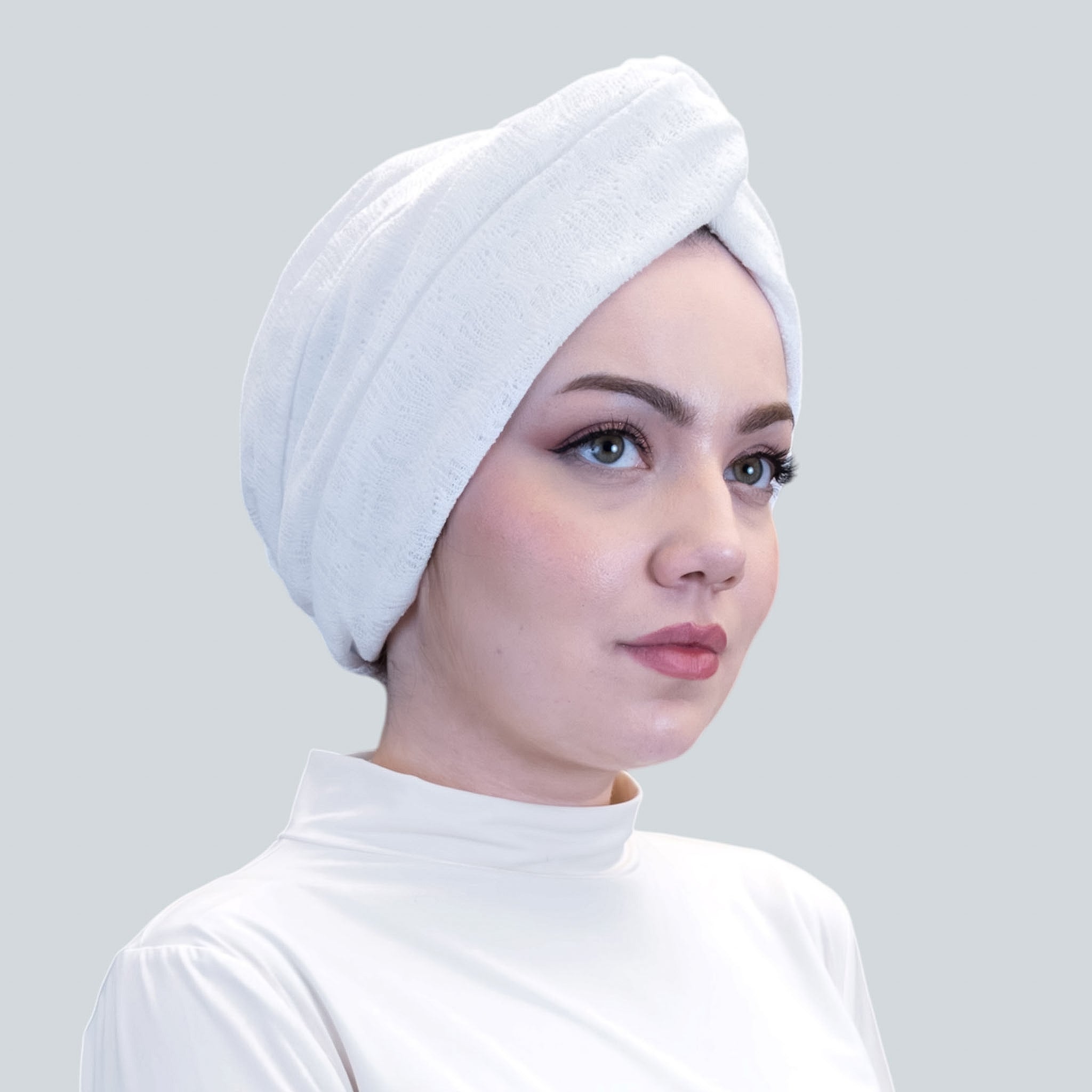 Twisted Knit Bonnet - Stretchy Tricot Fabric - Anthracite Color - BitterColors