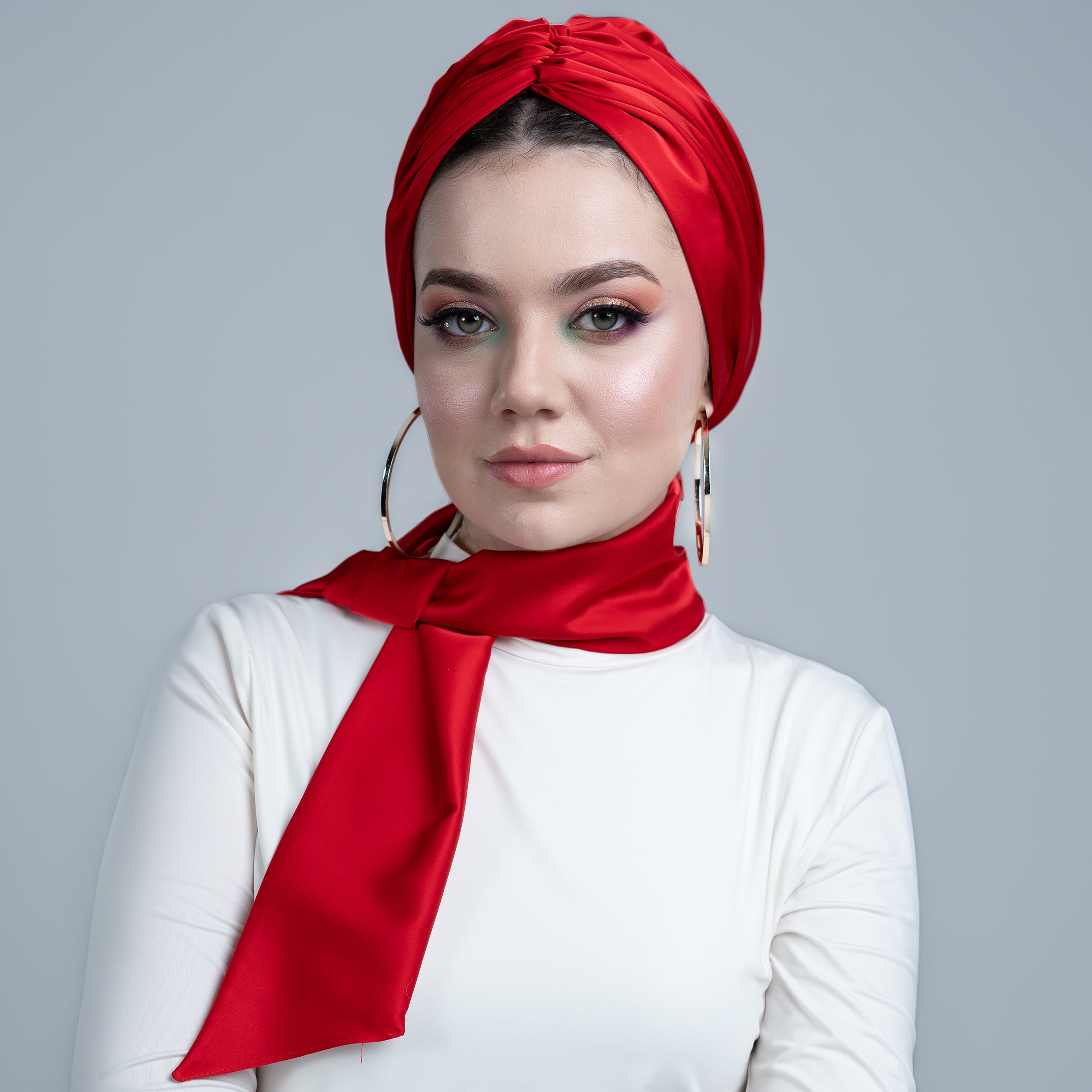 Abu Dhabi Ready-Made Bonnet - Lycra Satin Fabric - Black - BitterColors 