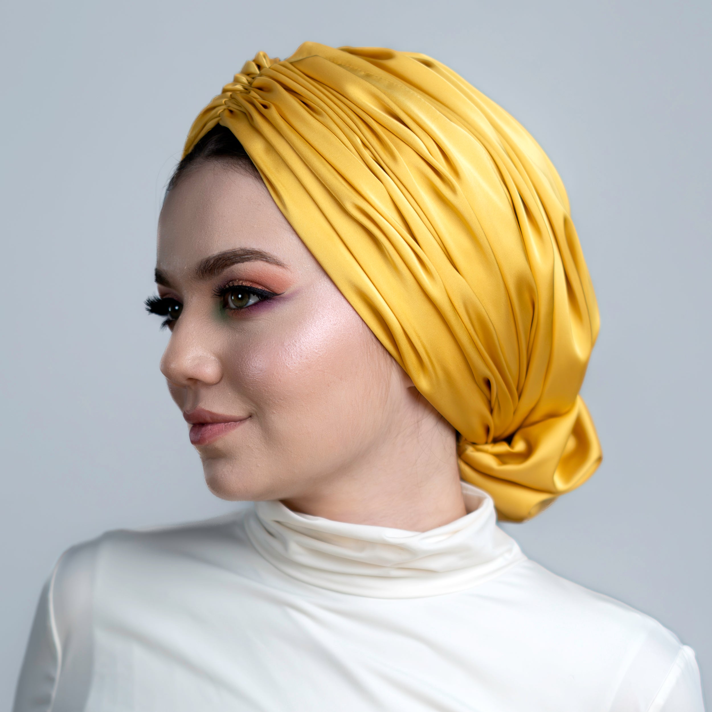 Abu Dhabi Ready-Made Bonnet - Lycra Satin Fabric - Black - BitterColors 