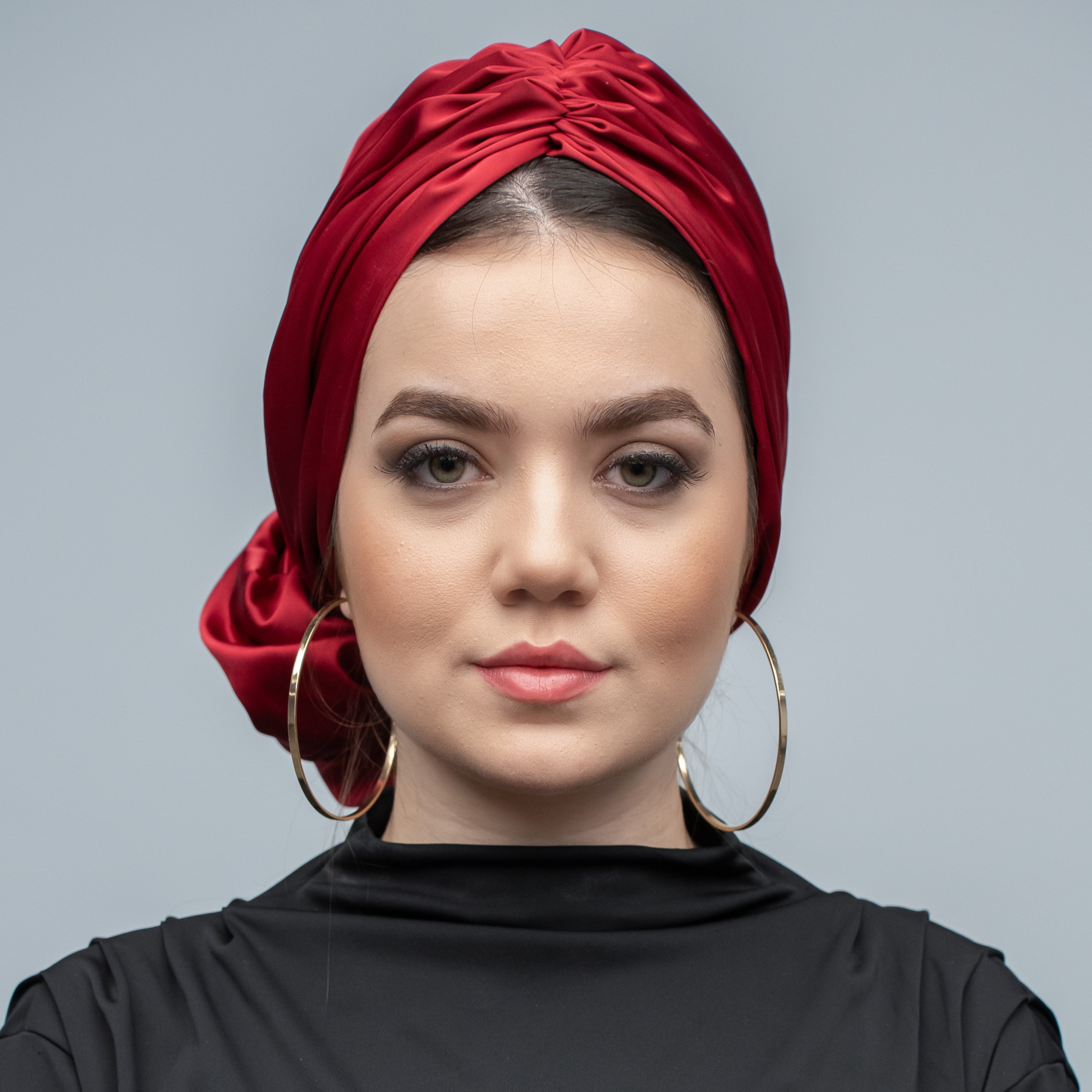 Abu Dhabi Ready-Made Bonnet - Lycra Satin Fabric - Black - BitterColors 