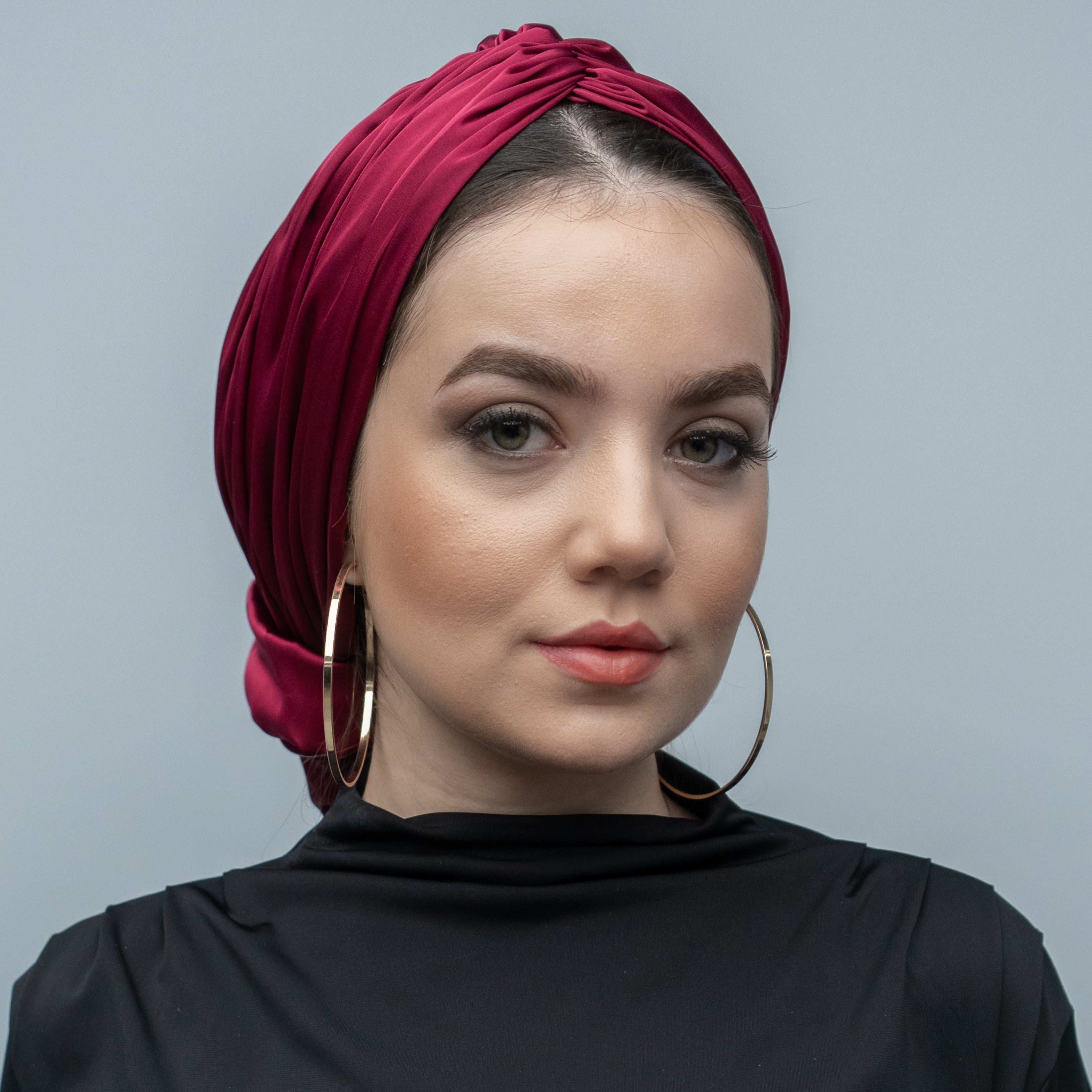 Abu Dhabi Ready-Made Bonnet - Lycra Satin Fabric - Black - BitterColors 