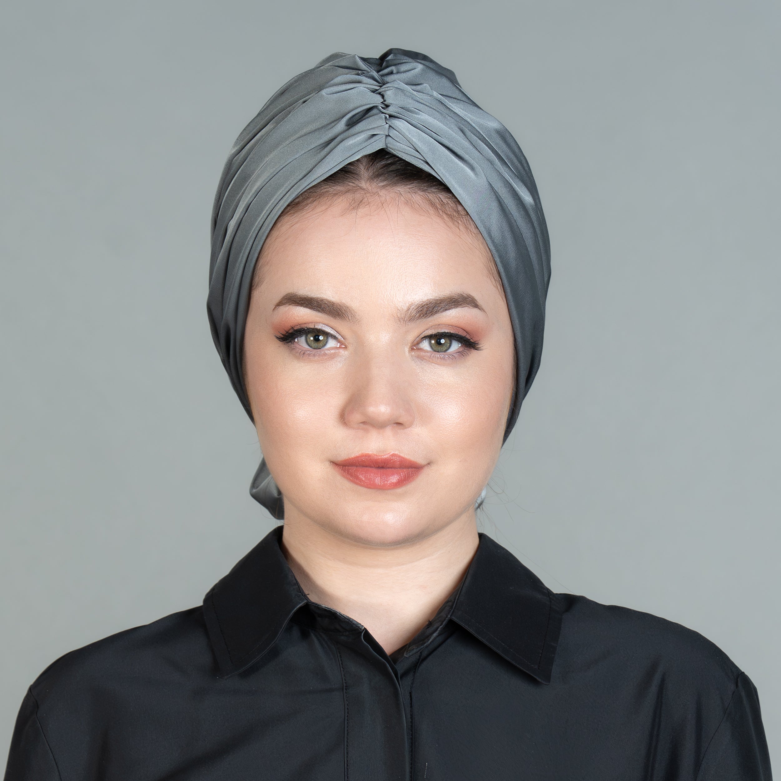 Abu Dhabi Ready-Made Bonnet - Lycra Satin Fabric - Black - BitterColors 