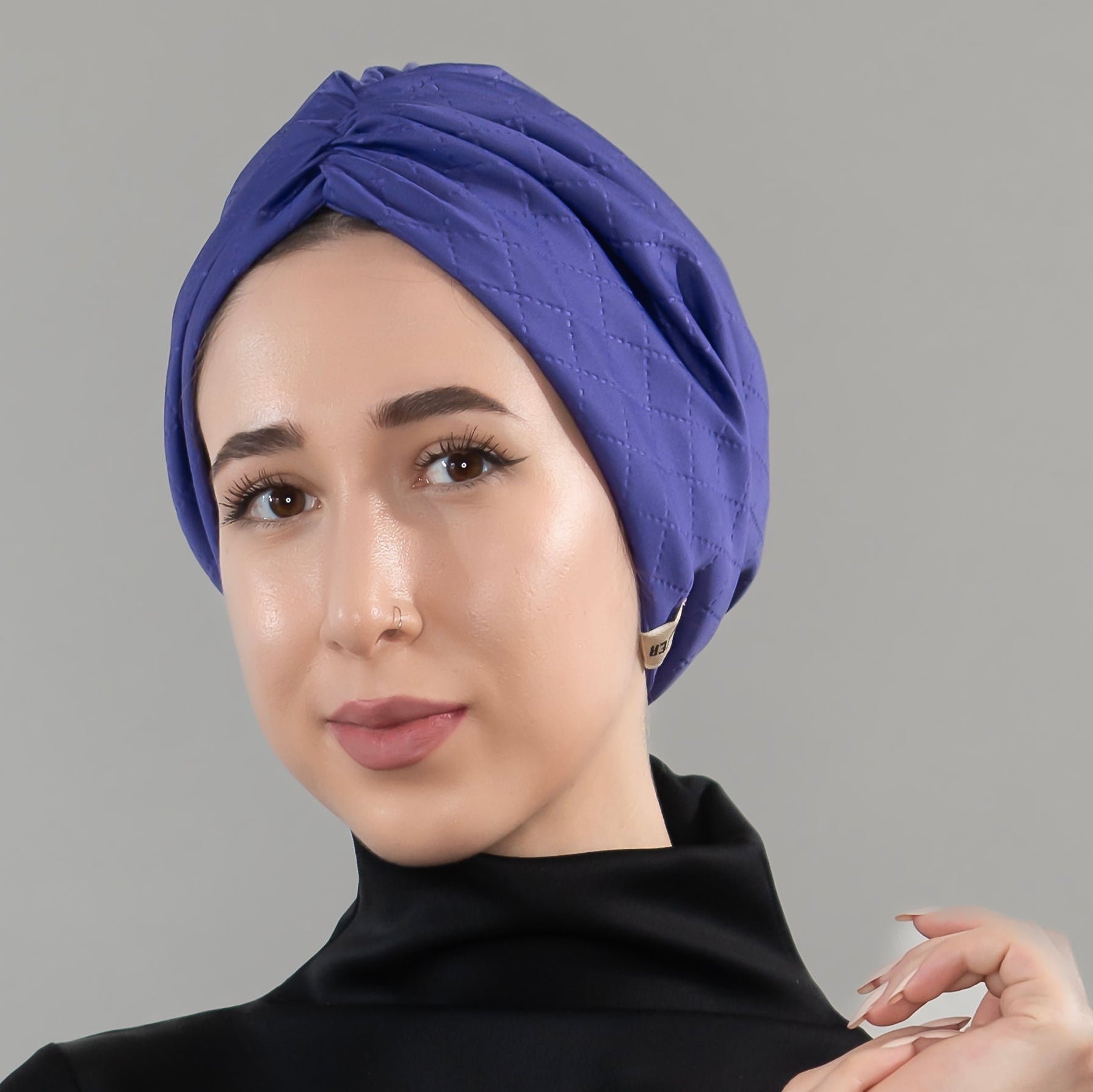 Milano Büzgülü Bone - Mor Baklava Desenli - Bitter