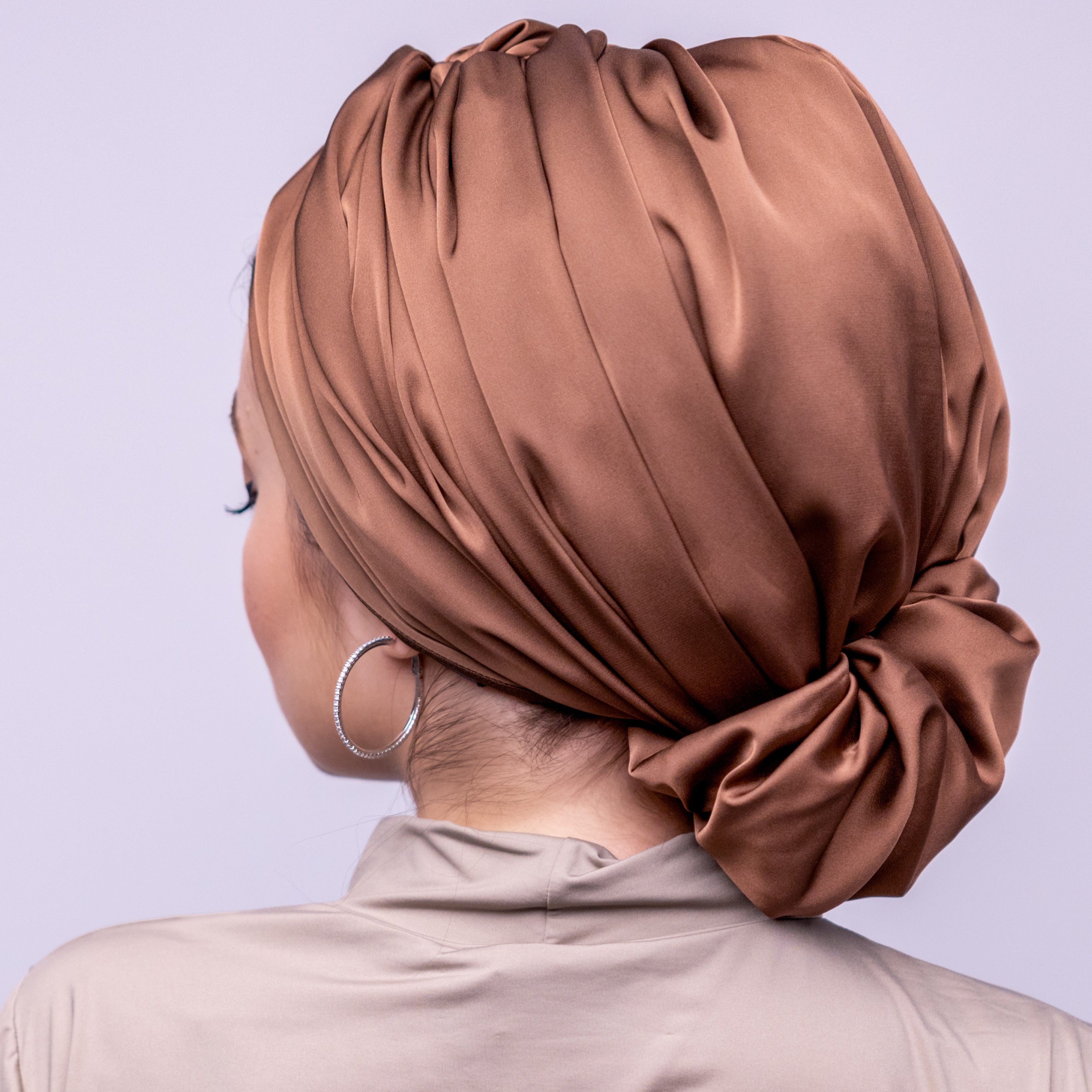 Abu Dhabi Ready-Made Bonnet - Lycra Satin Fabric - Black - BitterColors 