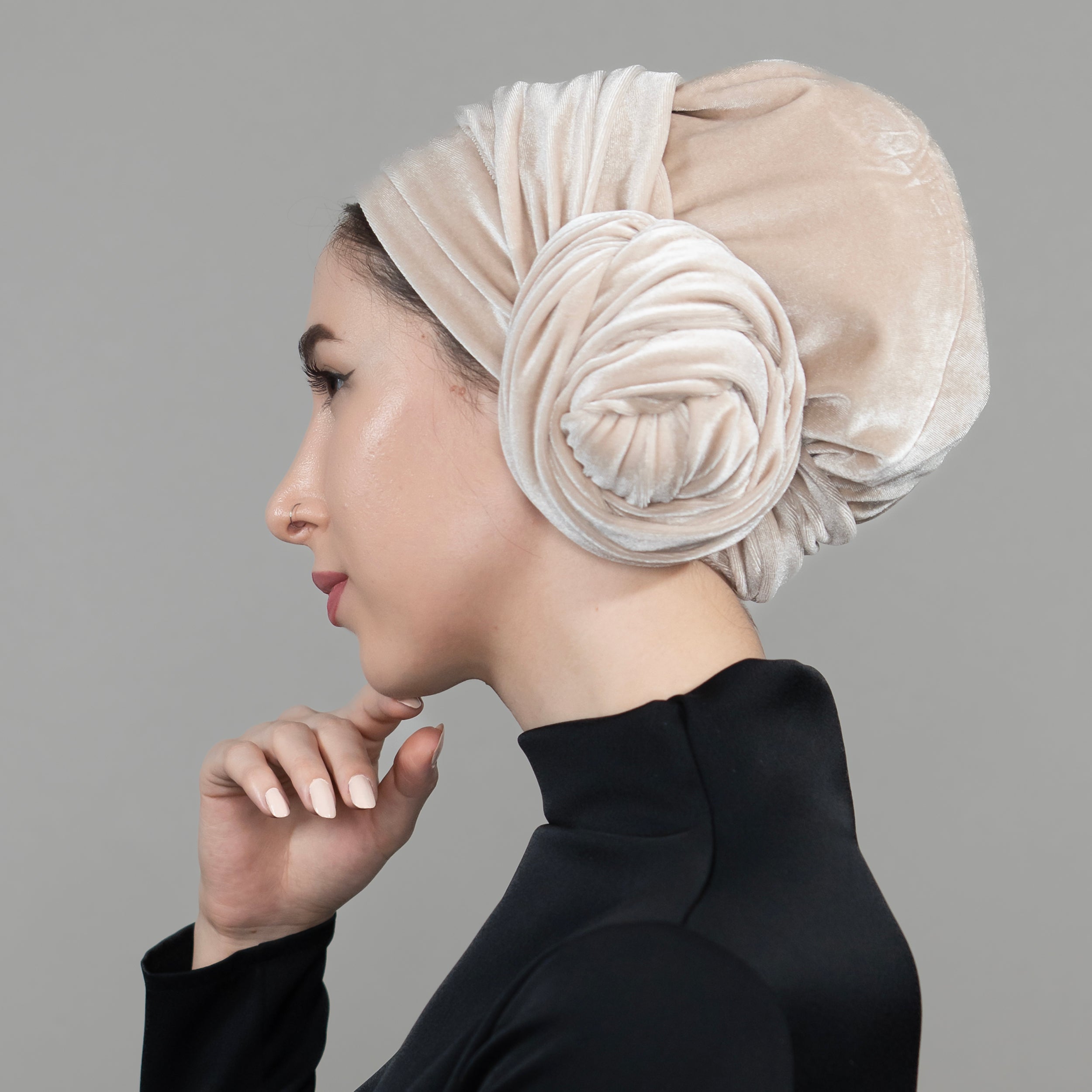 Dubai Tie Turban - Stretch Velvet Fabric