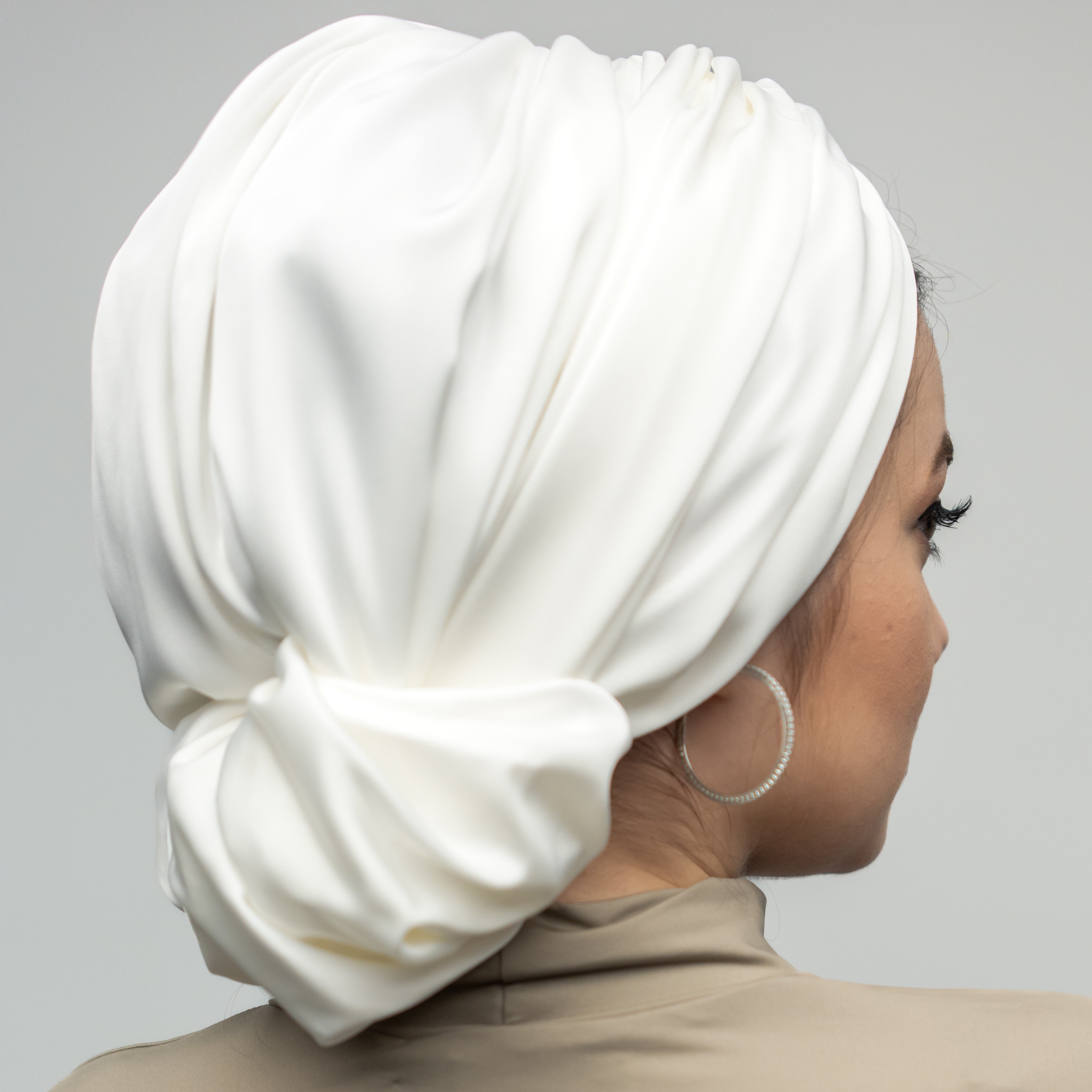 Abu Dhabi Ready-Made Bonnet - Lycra Satin Fabric - Black - BitterColors 