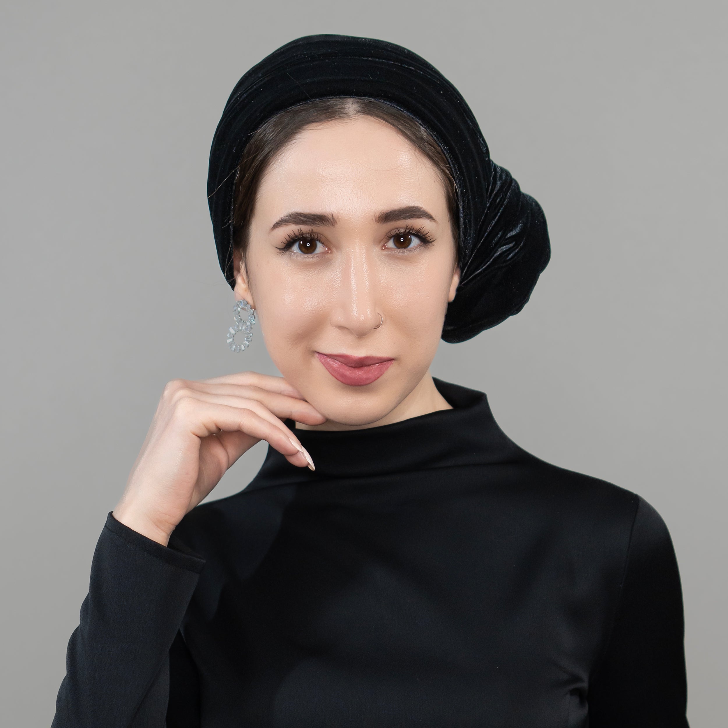 Dubai Tie Turban - Stretch Velvet Fabric