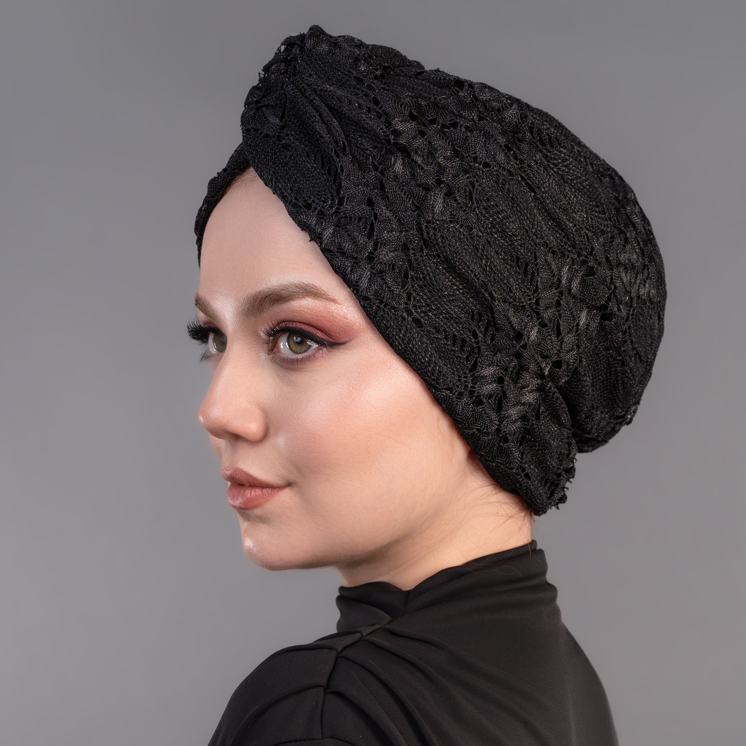 X Burgulu Büzgülü Bone - Dokulu File Kumaş