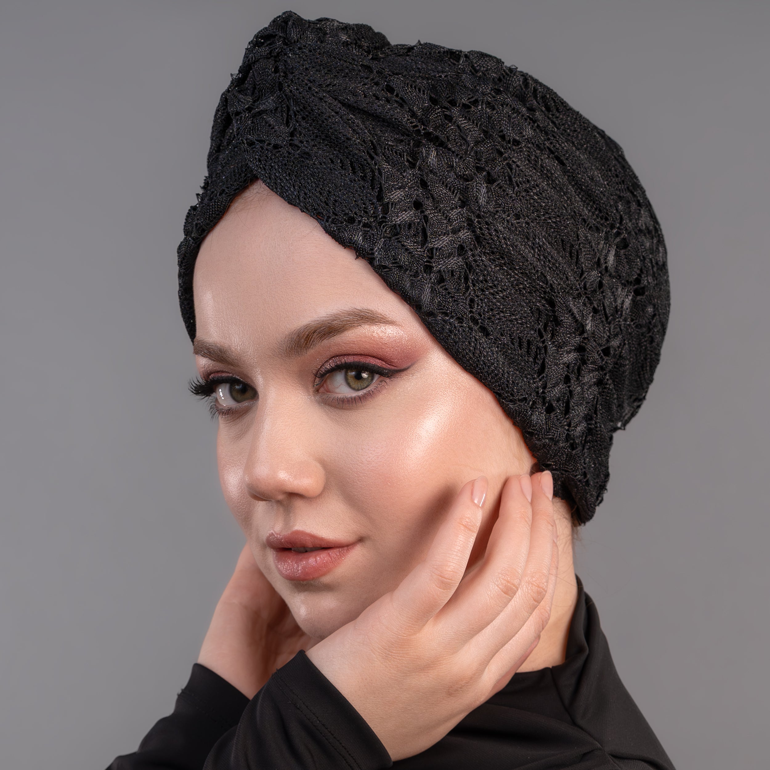 X Burgulu Büzgülü Bone - Dokulu File Kumaş