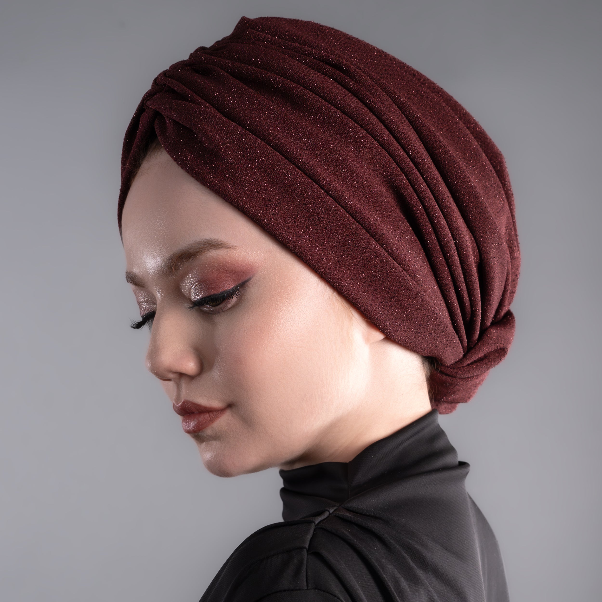 Beyrut Günlük Şık Topuzlu Bone - Simli Kumaş